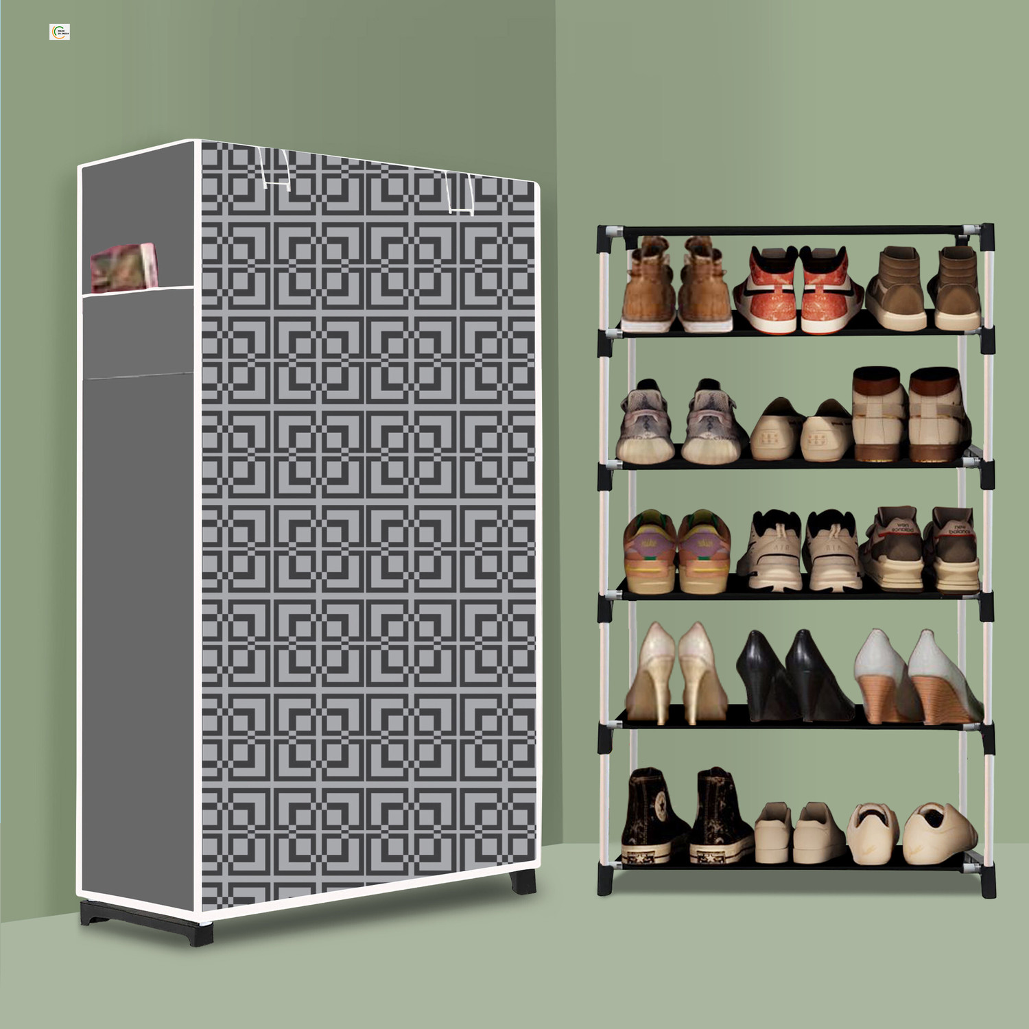 Image of RJ CREATION 5 Tier Foldable Shoe Rack - Space Saver, Universal for Entry, Bedroom & Balcony Plastic Shoe Stand
