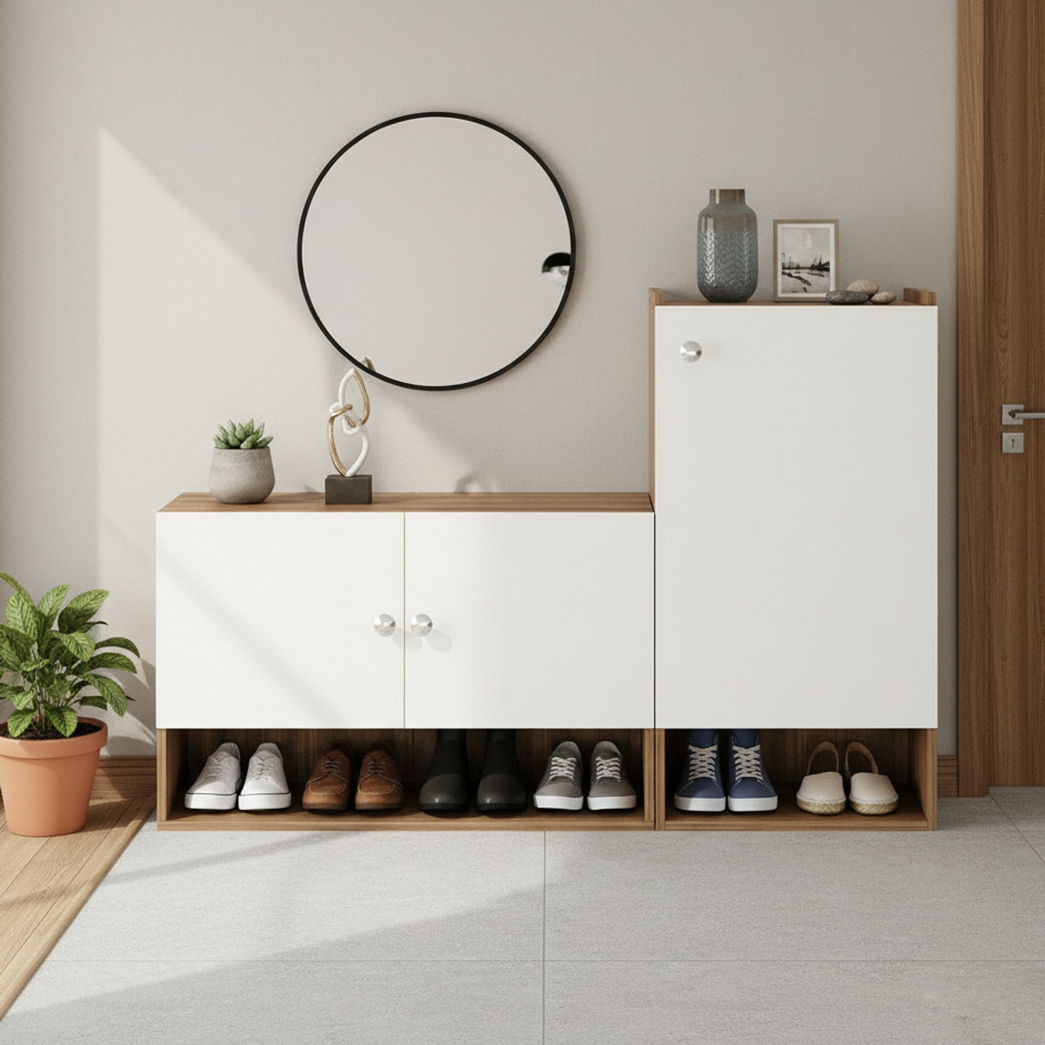 Image of FURNEASER Sinala Shoe Cabinet with Door, Footwear Stand, Engineered Wood Shoe Rack