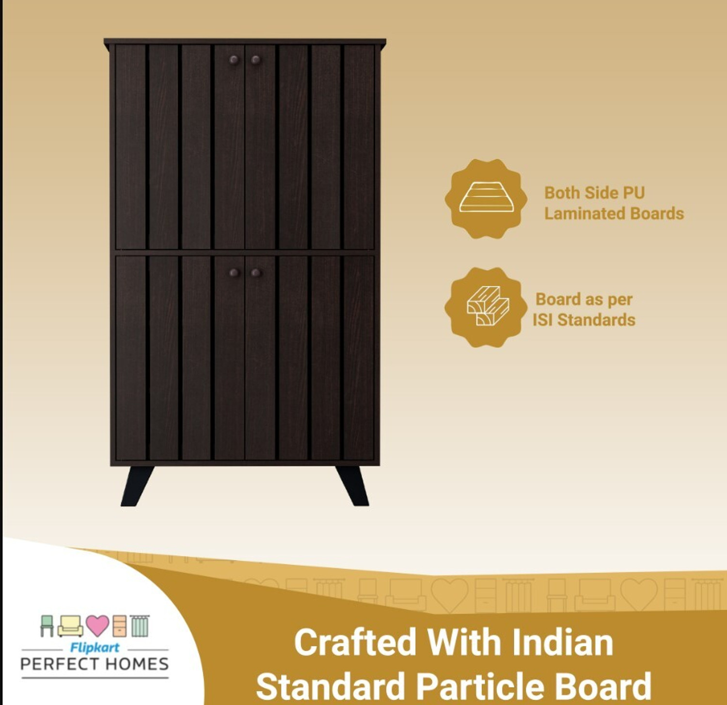 Image of Flipkart Perfect Homes Cole Engineered Wood Shoe Rack