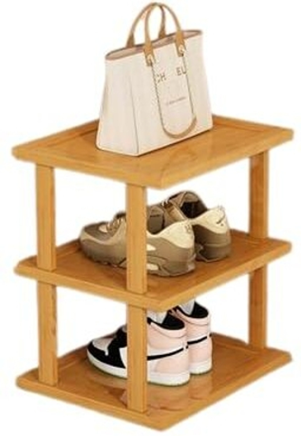 Image of Ginoya Brothers adjustable shoe rack, optimized for small spaces Bamboo Shoe Rack