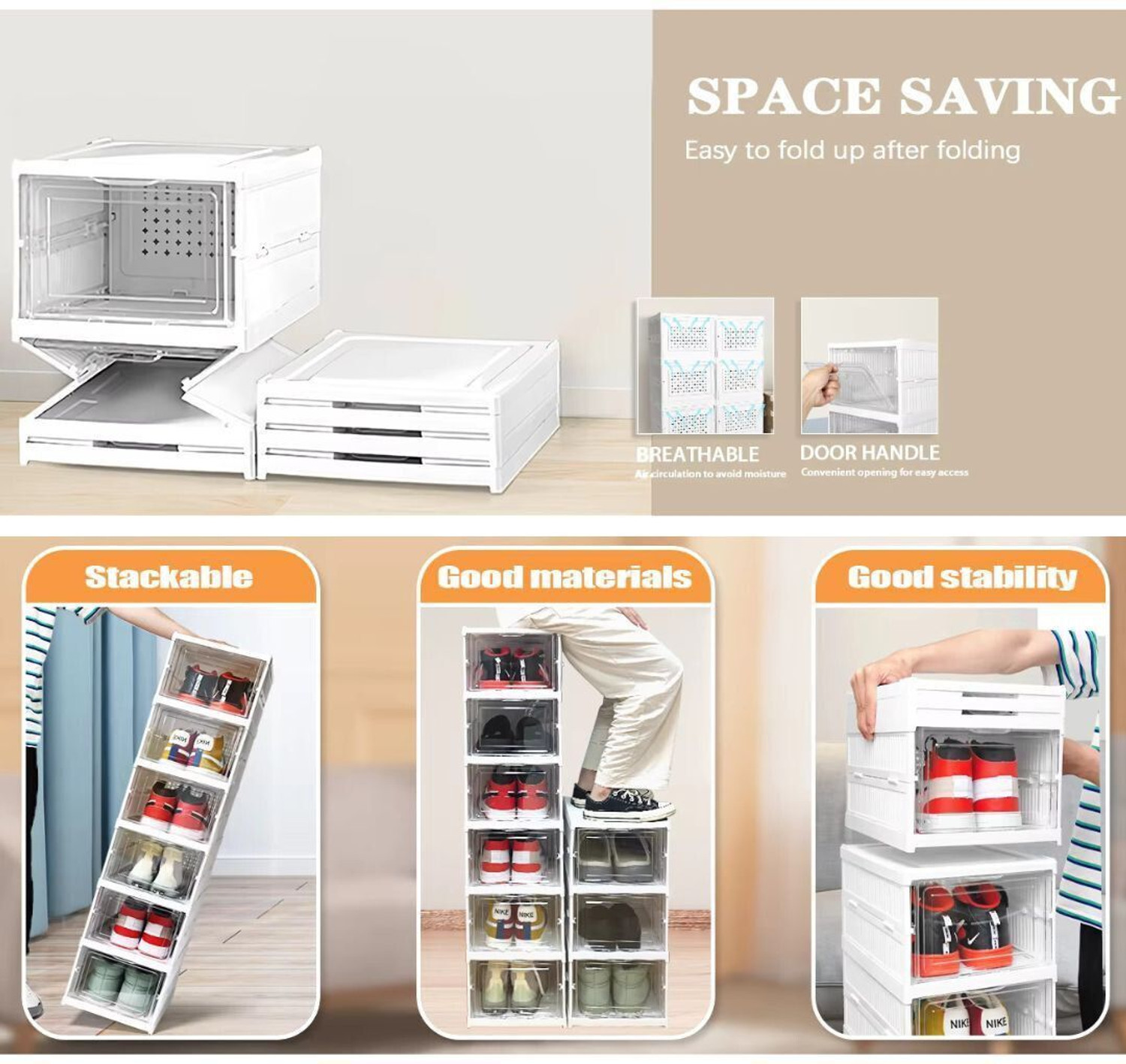 Image of Aliens Foldable Shoe Organizer Storage Box / Collapsible Shoe Rack / Foldable Closet Plastic Shoe Stand