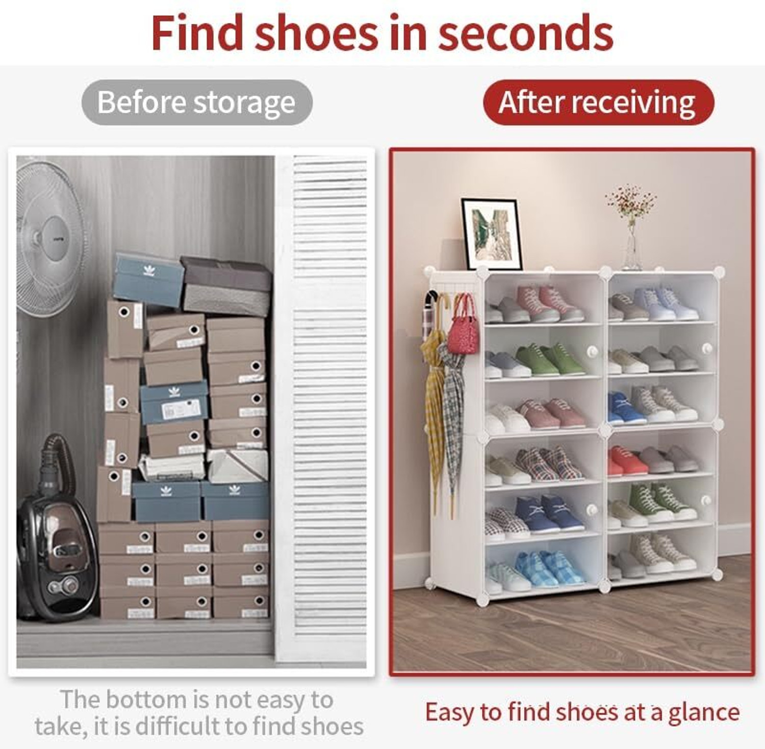 Image of FORMONIX 12-Shelf-6-Door Plastic Cupboard Shoe Rack Plastic, Metal Collapsible Shoe Stand