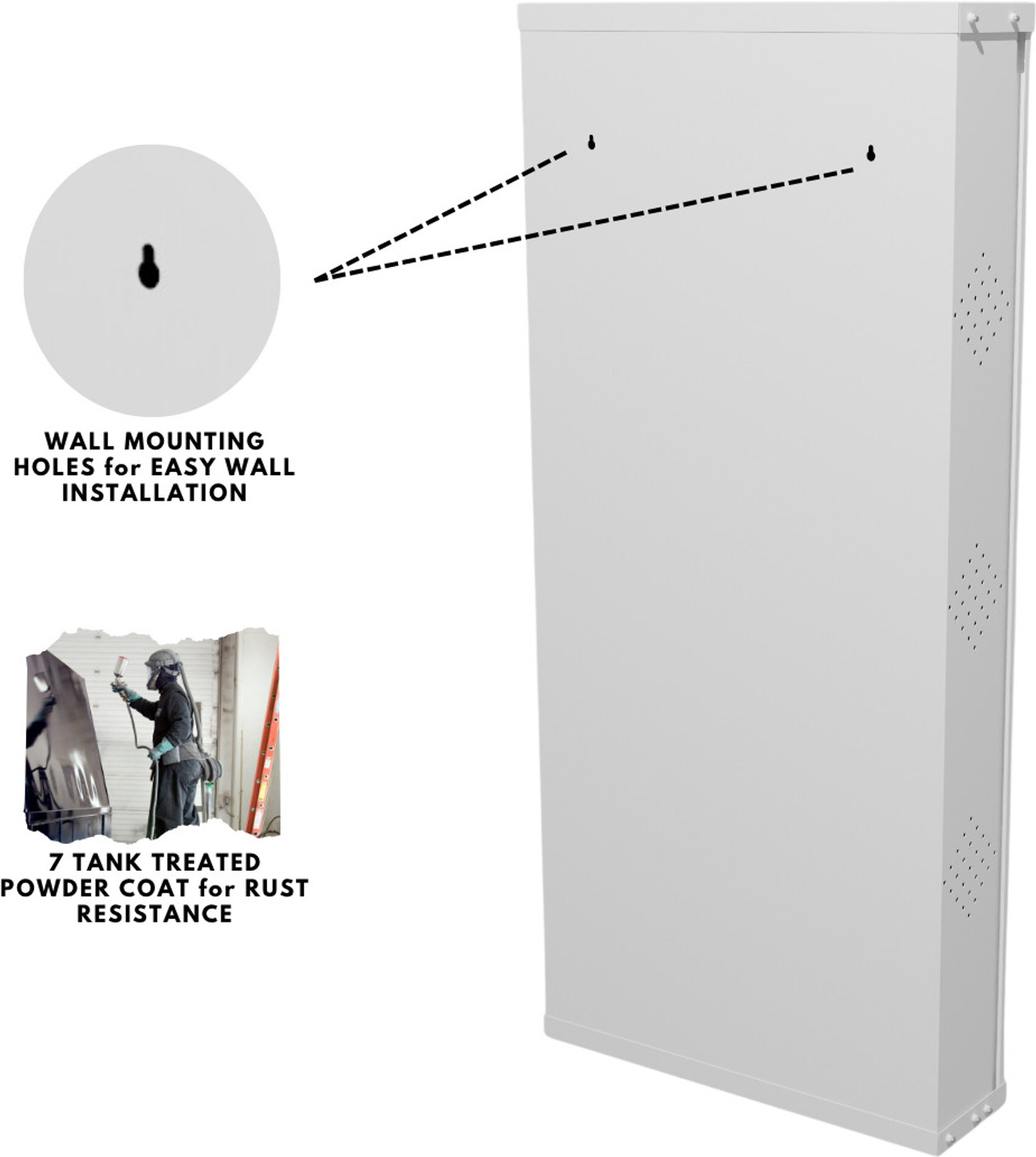 Image of KRUGER 3 Door Biscuit 21x43x5.5 inch 6 to 9 Shoe Capacity Wall Mounted Centralised Lock Metal Shoe Rack