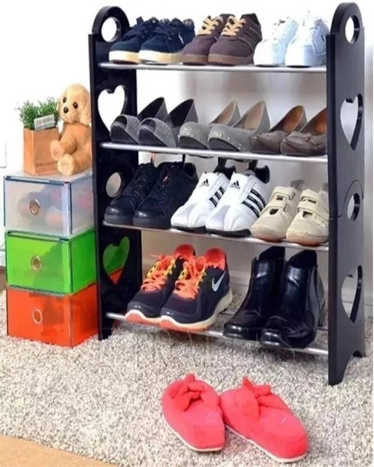 ASSURE SHOES RACK - 2 PAIR FOOTWEAR ON A SHELF - Plastic Shoe Stand