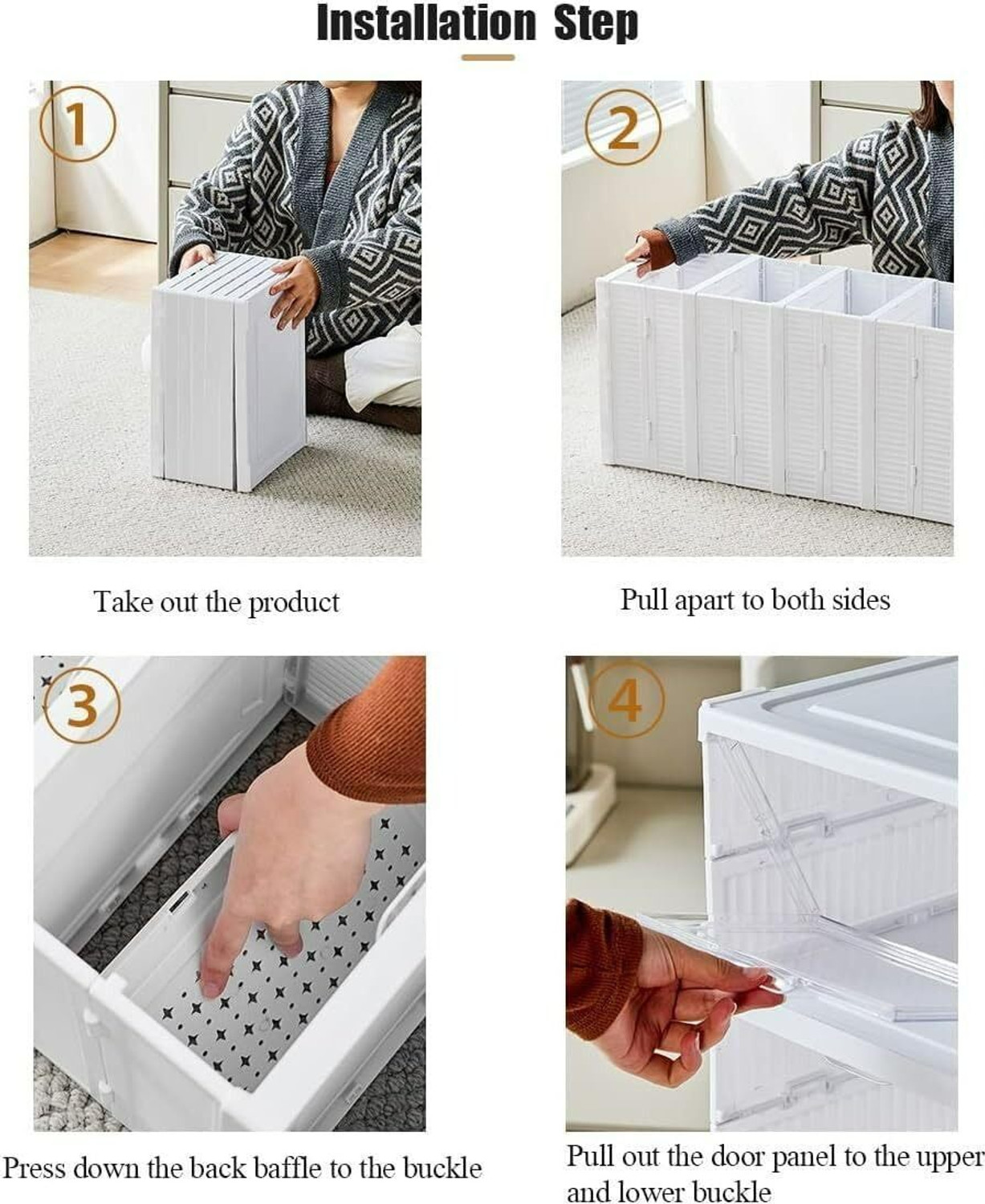 Image of EDENGLOW 4 Compartments plastic Foldable Closed Shoes Racks or Organizer for Wardrobe for Home and office use