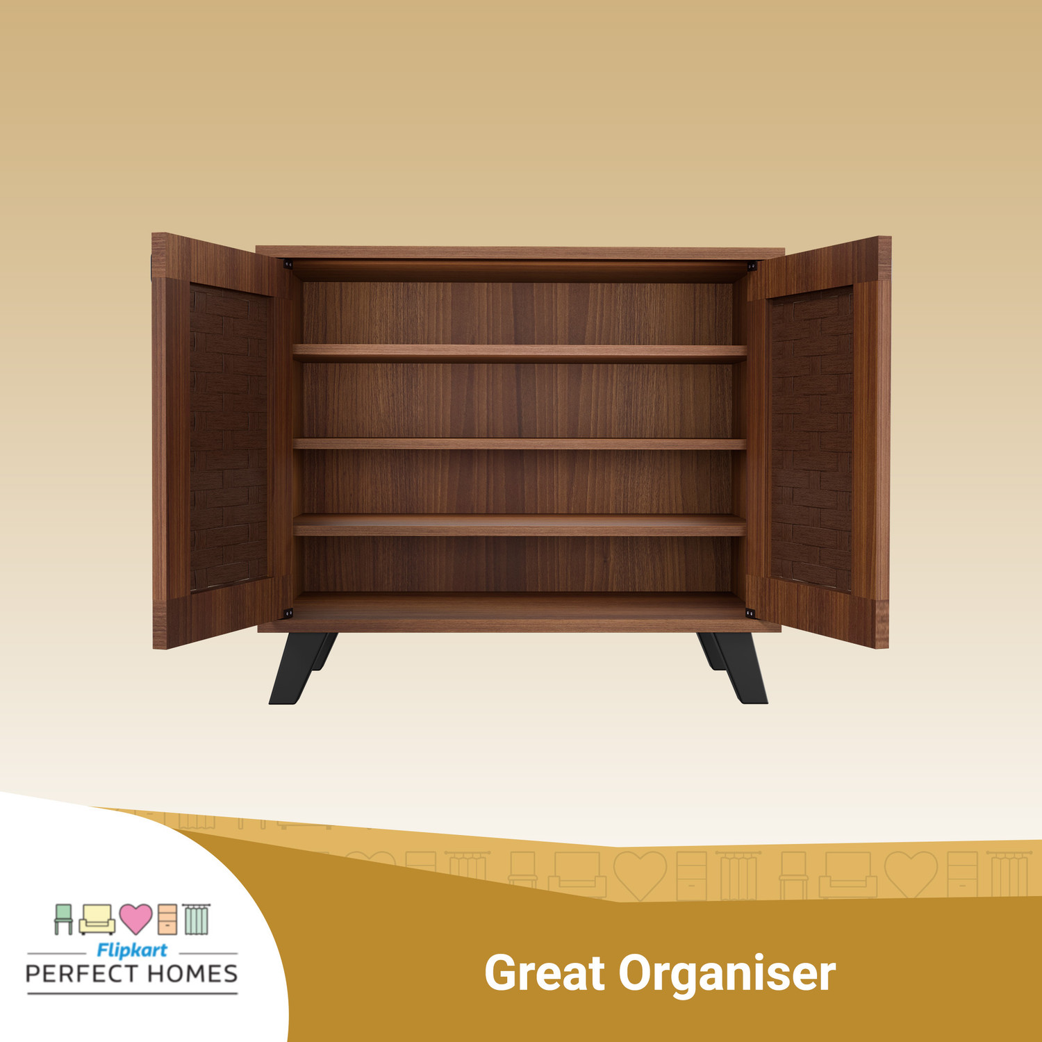 Image of Flipkart Perfect Homes STEAMER Engineered Wood Shoe Rack