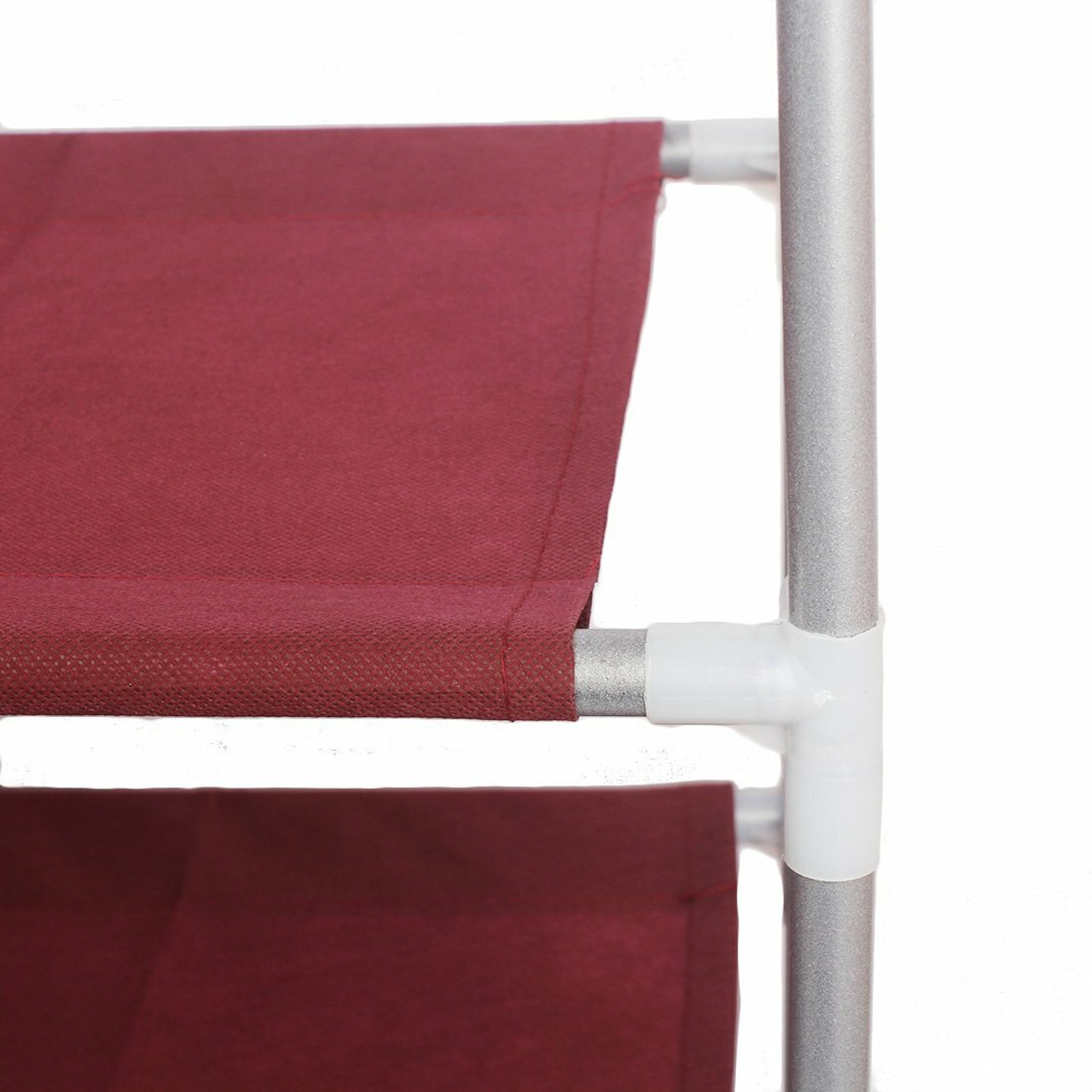 Image of GO HOOKED 6 Layer Multipurpose Portable Folding Shoes Rack /Shoes Shelf /Shoes Cabinet with Wardrobe Cover, Easy Installation Stand for Shoes (Pack of 1) (Maroon) (Metal & Non-Woven Fabric). Metal Shoe Stand