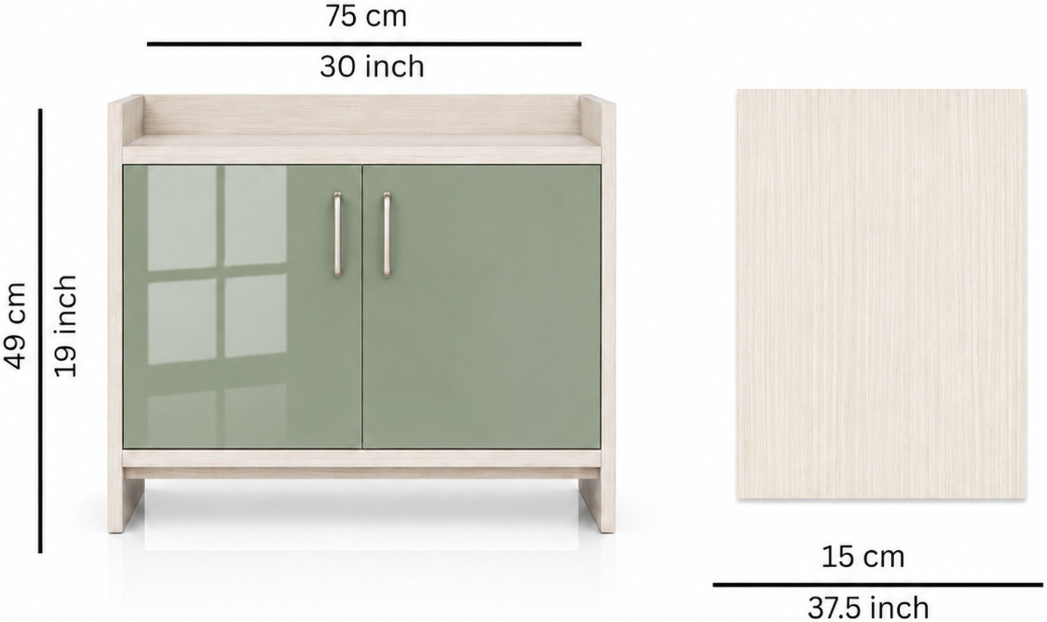 Image of Flipkart Perfect Homes 2 Door Mirror Glossy triple layered UV Resistant, 2 shelf Multipurpose Cabinet Engineered Wood Shoe Stand