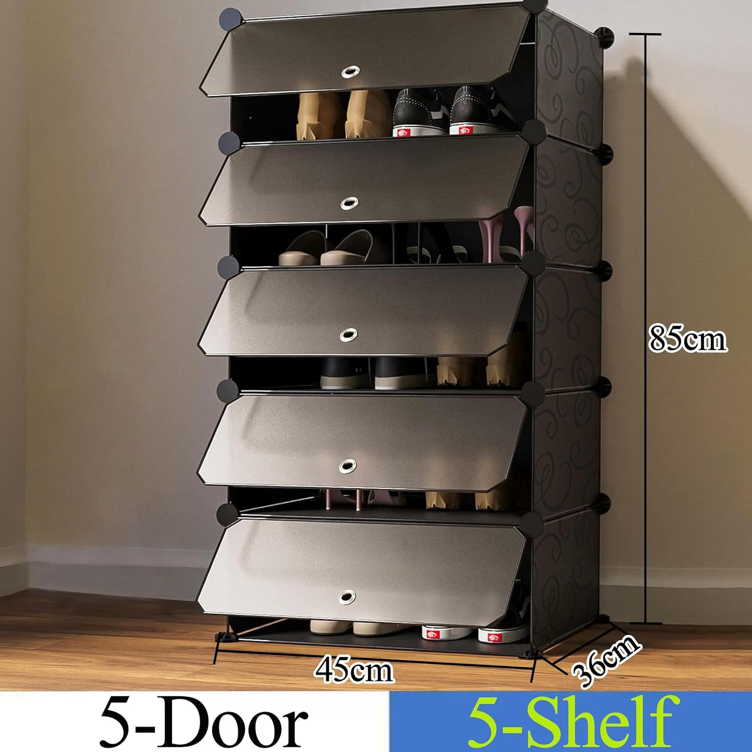 Image of PYXBE 5 Layer Plastic Shoe Rack Multipurpose Storage Organizer for Home BedroomBalcony Plastic Collapsible Shoe Stand