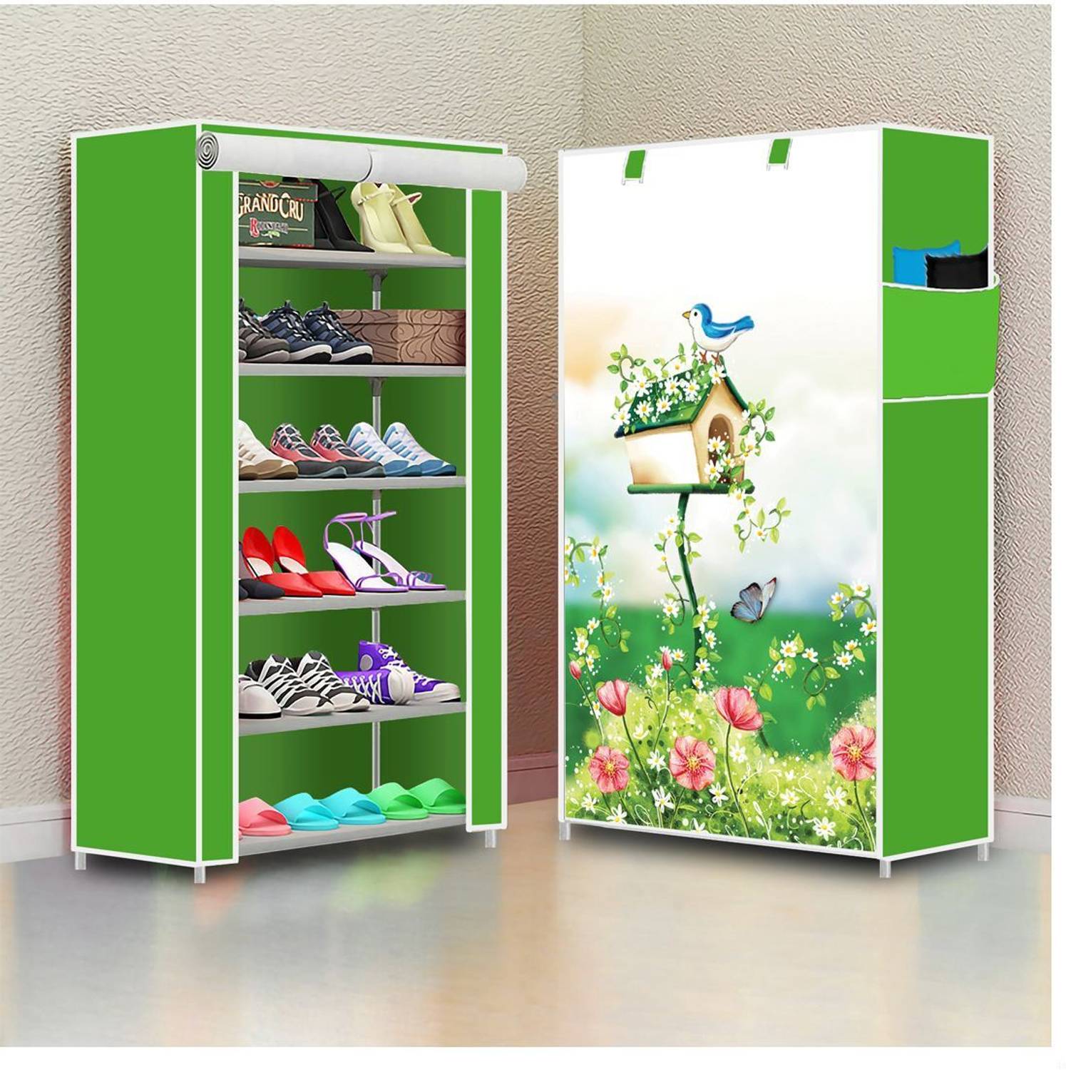 Shaym ji 6 Shelf Foldable Collapsible ShoeRack Plastic Shoe Stand