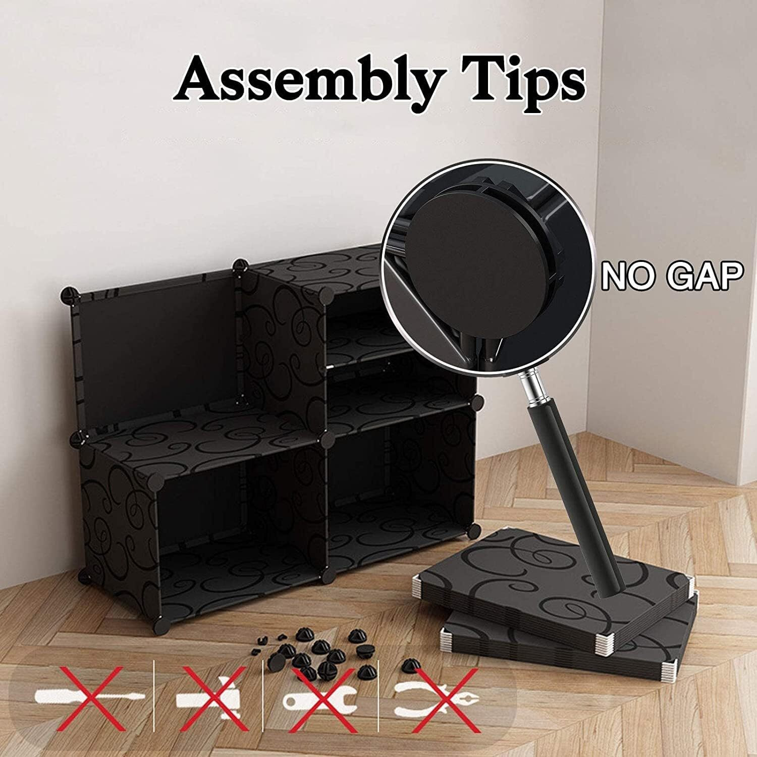 Image of Owme 6-Tier Plastic Shoe Rack with Dustproof Doors - Modular Shoe Cabinet Plastic Shoe Stand