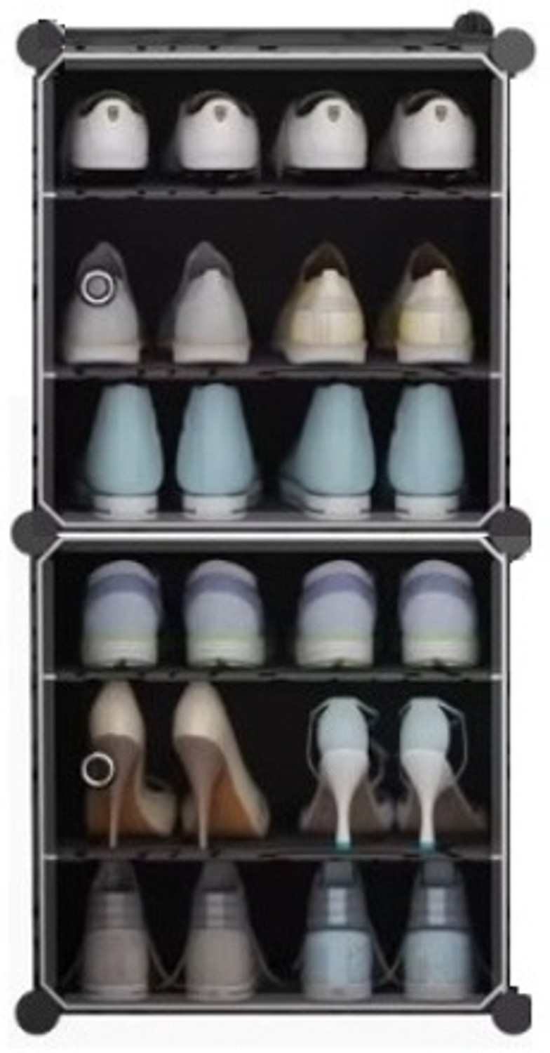 Image of Flipkart Perfect Homes Studio Shoe Rack Organizer 12 Pair Tower 6 Shelve 2 Door Portable Shoe Rack Plastic Shoe Rack