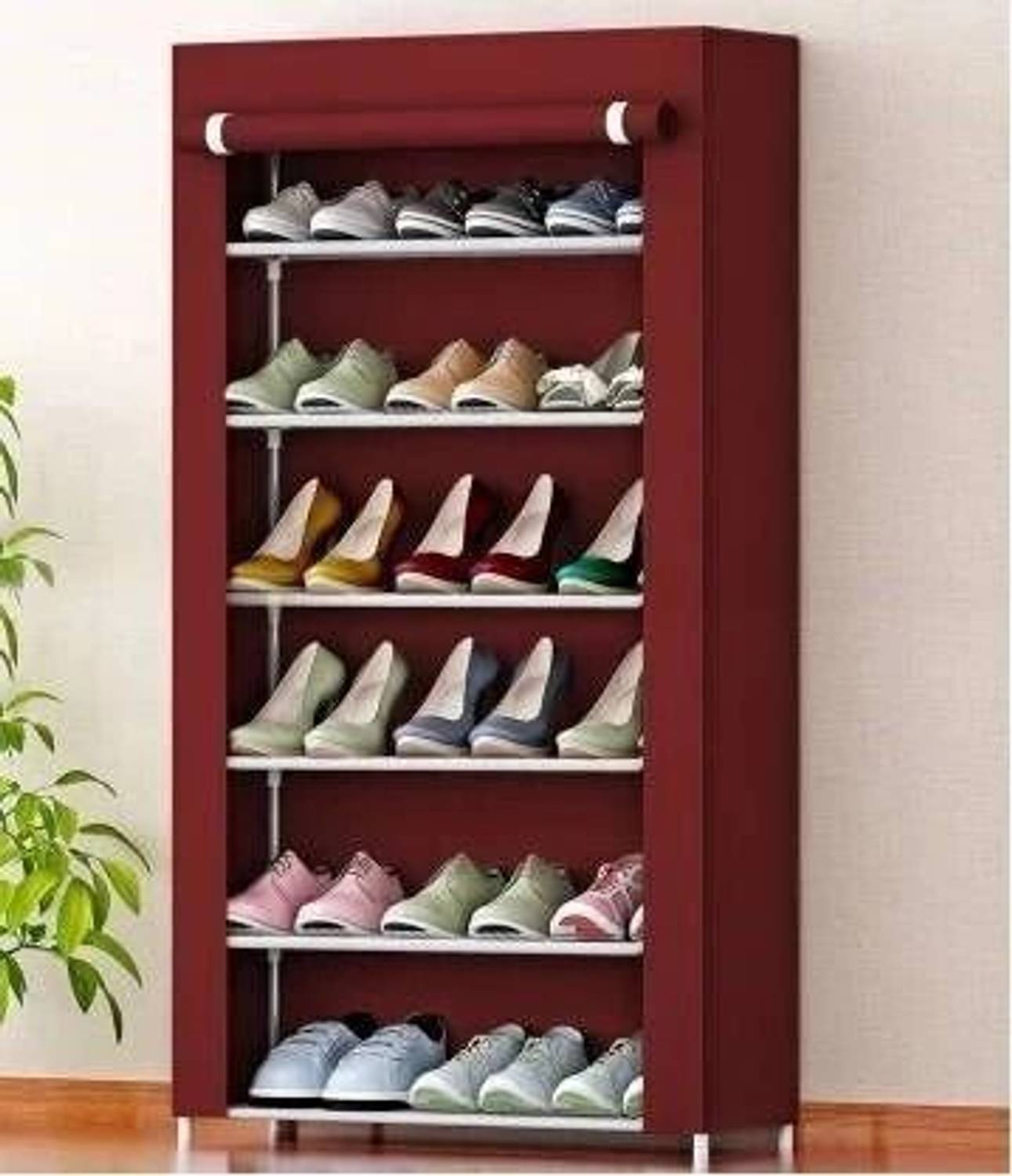 SANDORI The capture maroon Plastic Shoe Stand (MAROON, 6 Shelves,