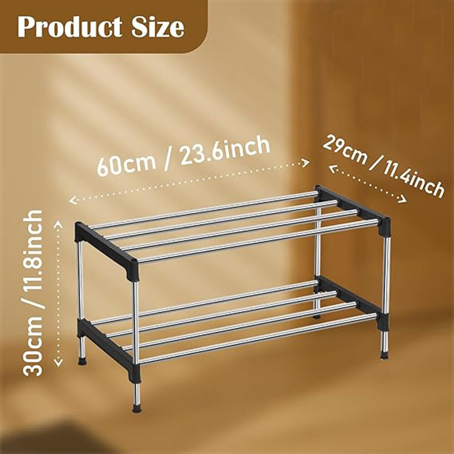 Image of Glostella 2 Layer Stainless Steel Shoes Rack for Home /Shoe Stand / Metal Shoe Stand