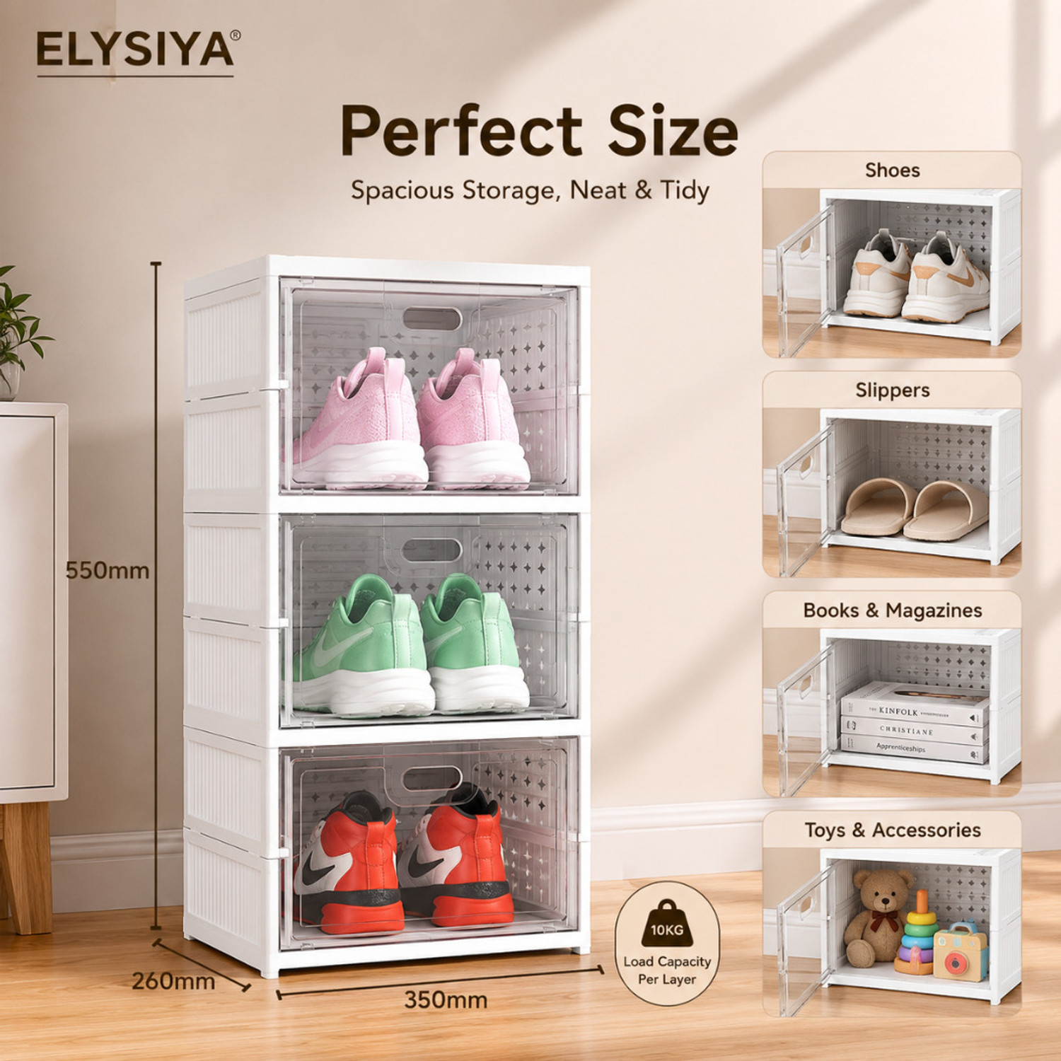 Image of Eimear enterprise Premium White 3 Layer Transparent Door Shoe Organizer Plastic Shoe Rack