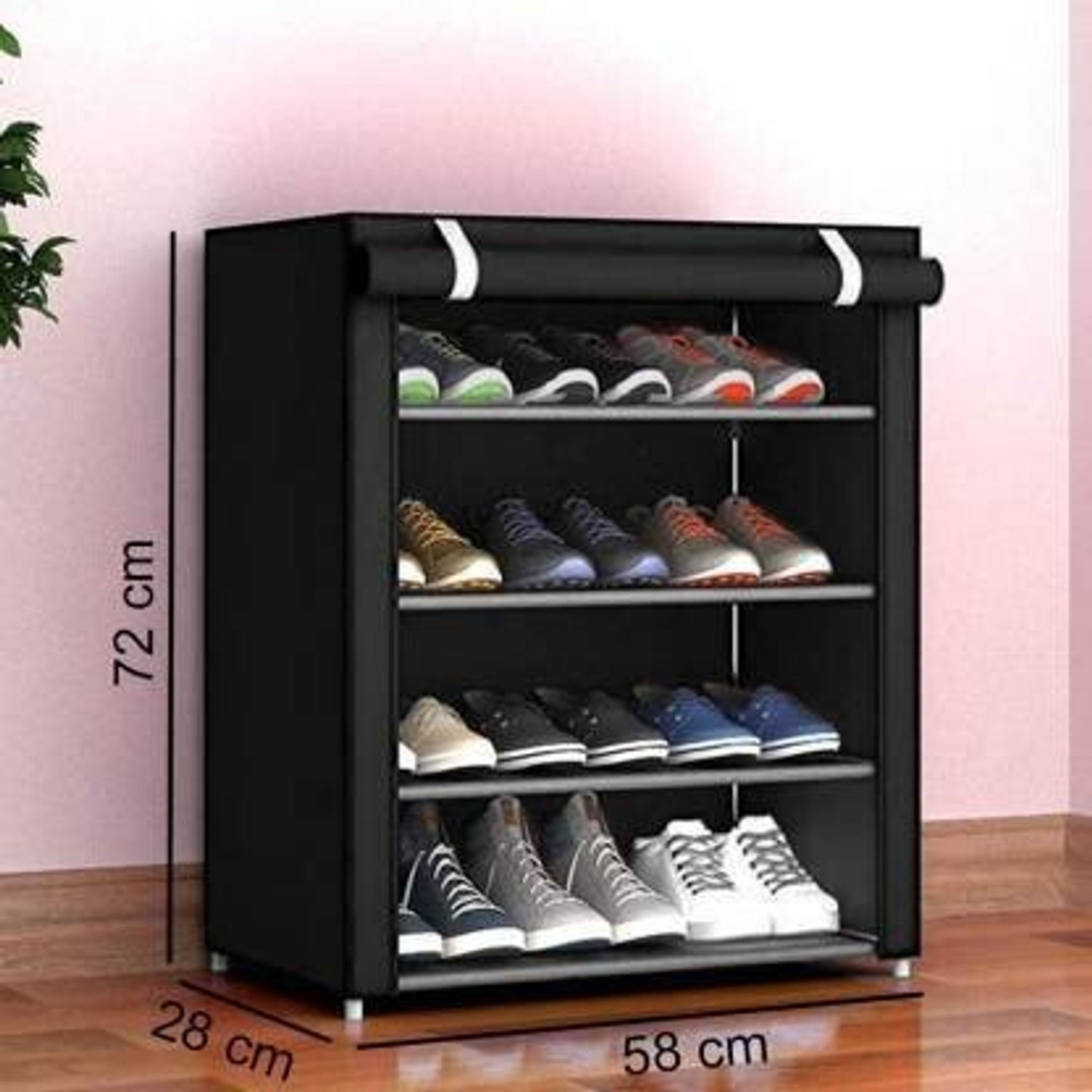 Image of FurniGully 4 Black rack PVC pipe Plastic Collapsible Shoe Stand