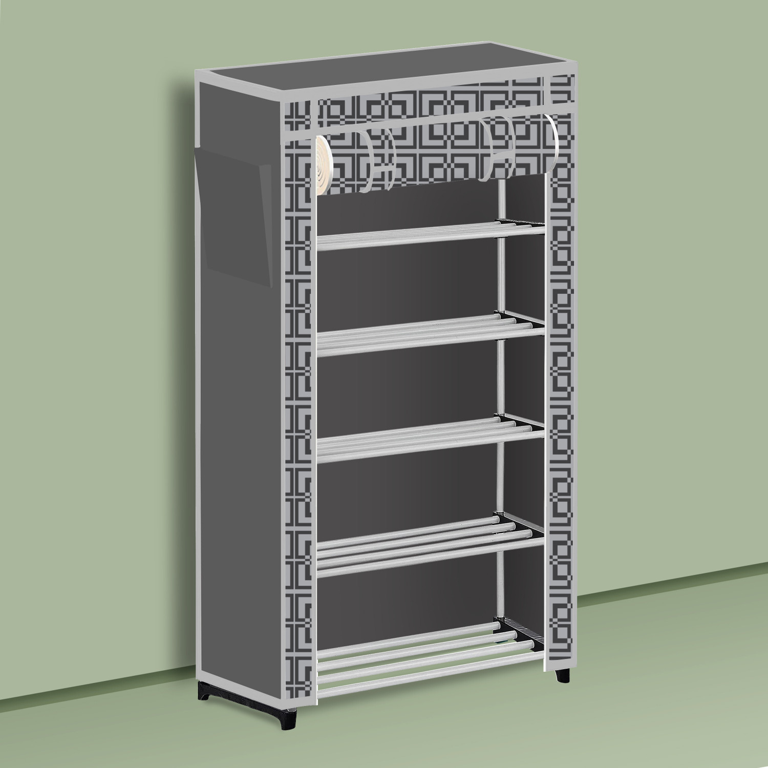 Image of RJ CREATION 5 Tier Foldable Shoe Rack - Space Saver, Universal for Entry, Bedroom & Balcony Plastic Shoe Stand