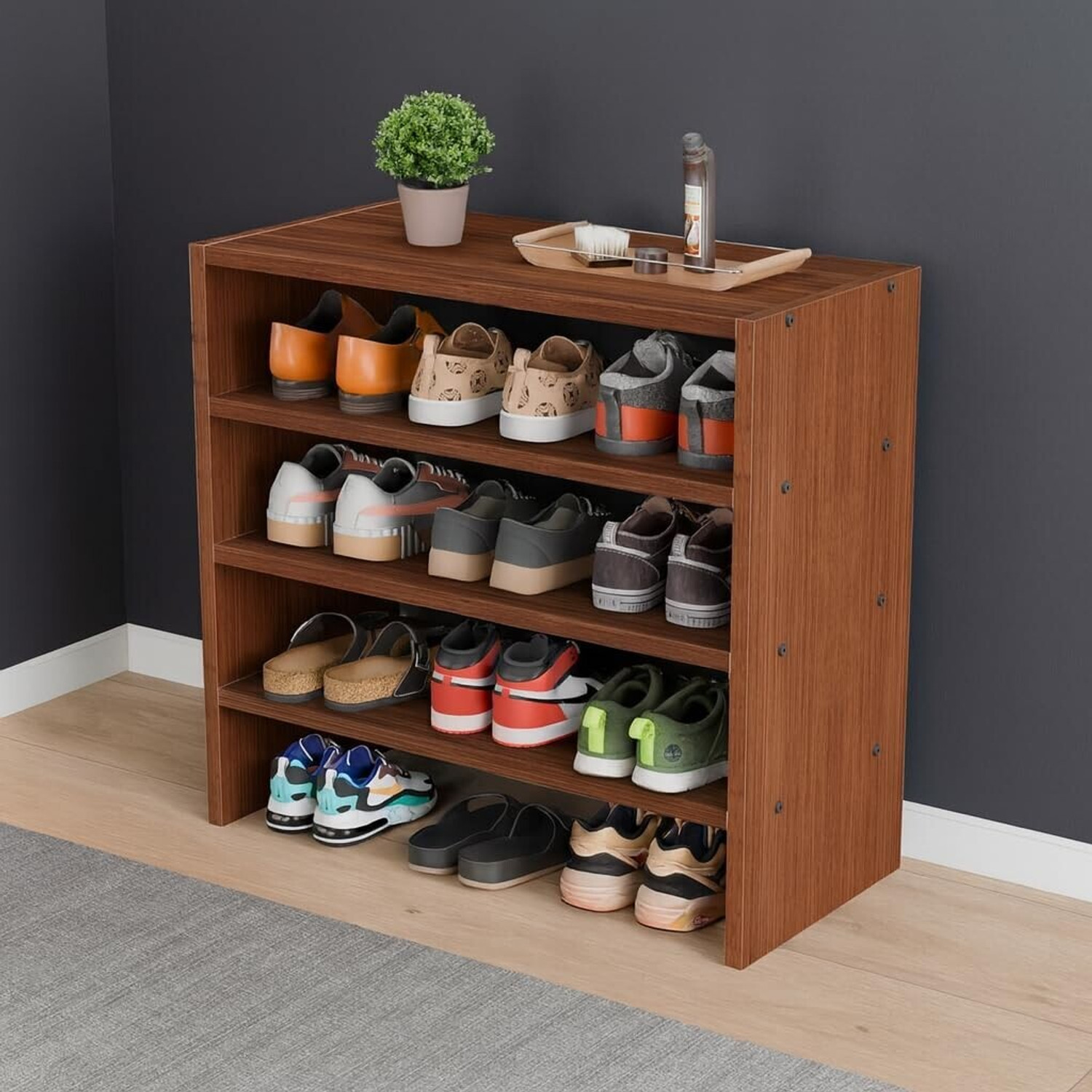 Image of Flipkart Perfect Homes 24 inchx9.5 inchx24 inch Shoes Chappal Slippers Organizer Stand Small Shoerack Organiser Engineered Wood Shoe Rack