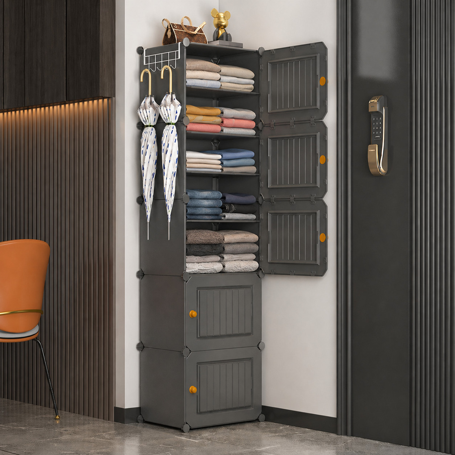 Image of ZIVETY 10-Shelf-5-Door Shoe Rack With Door, Shoe Rack Plastic, Shoe Rack For Home Metal, Plastic Shoe Rack