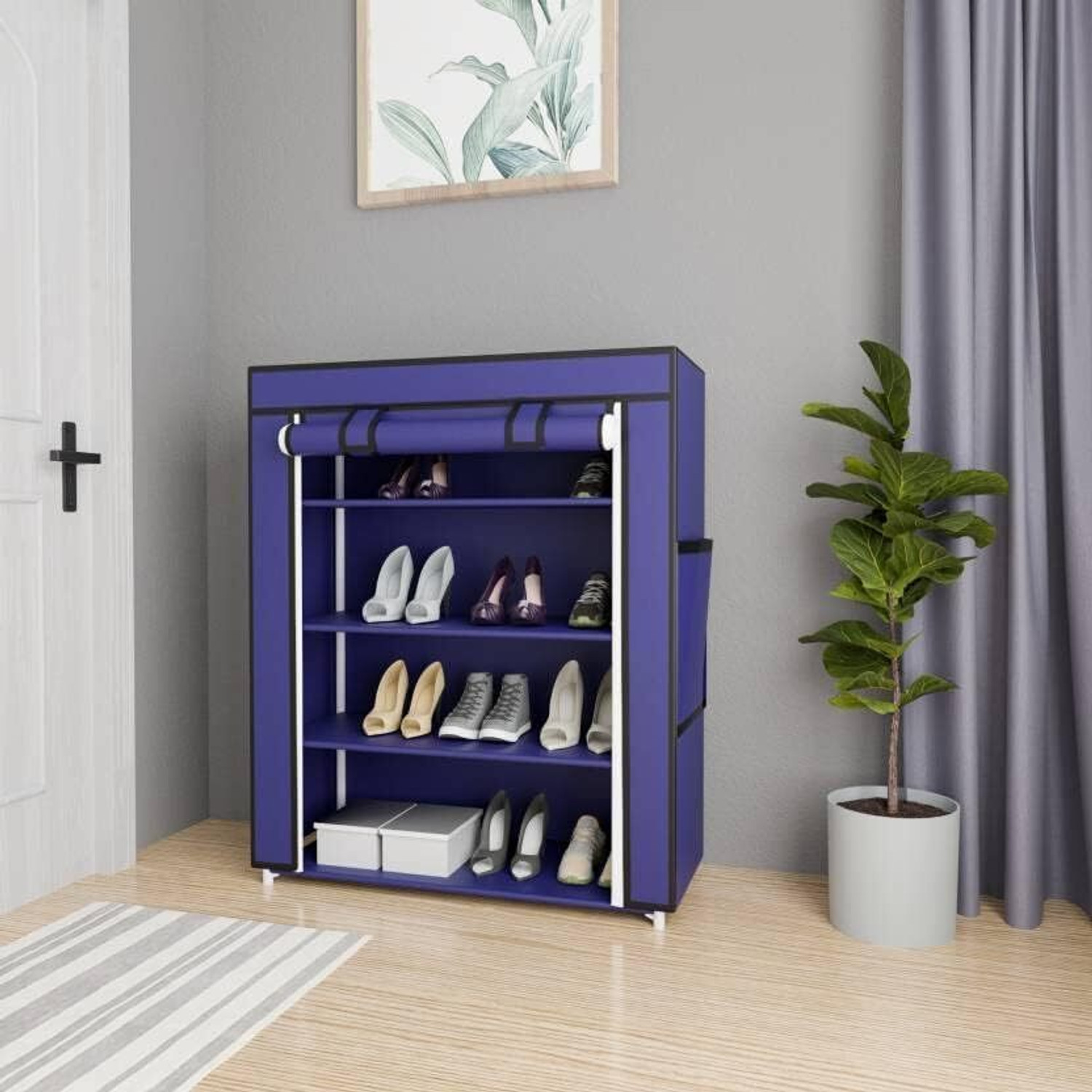 Image of Greeno 4 Layer Shoe Rack Stand for Home Portable Storage Organizer Plastic Shoe Stand