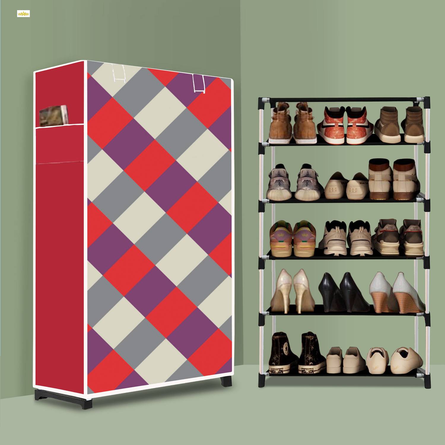 BRANTOX 5 Tier Foldable Shoe Rack – Space Saver, Universal for Entry, Bedroom & Balcony Plastic Shoe Stand