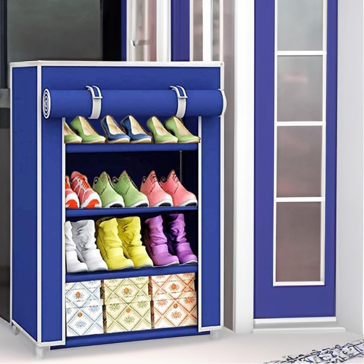 Image of Greeno 4 Layer Shoe Rack Stand for Home Portable Storage Organizer Plastic Shoe Stand