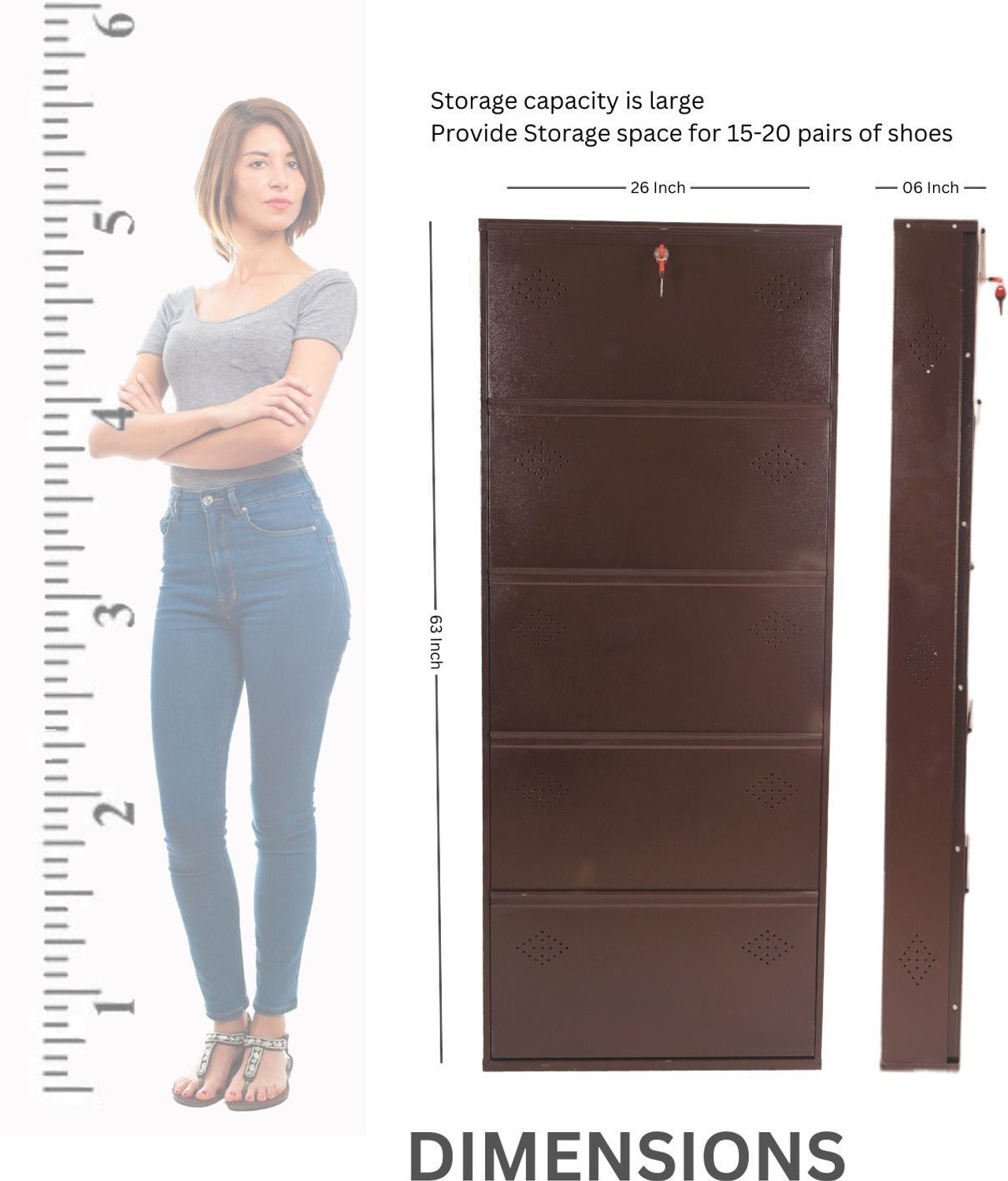 Image of Aavatar 05 Door Wall Mounted Shoe Rack - Metal Shoe Rack