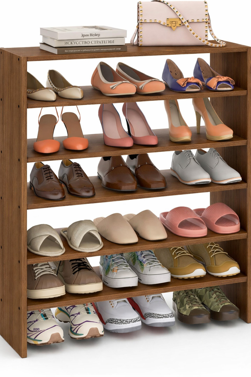Image of Flipkart Perfect Homes 6 Tier Shoe Rack for Home, Shoes Chappal Slippers Organizer Stand 60*24*90cm Engineered Wood Shoe Rack