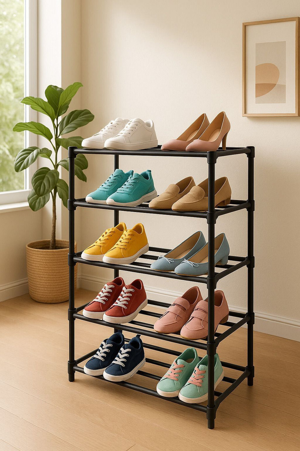 Image of Plexus enterprises 5 layer Rack plastic shoe rack Metal Shoe Stand