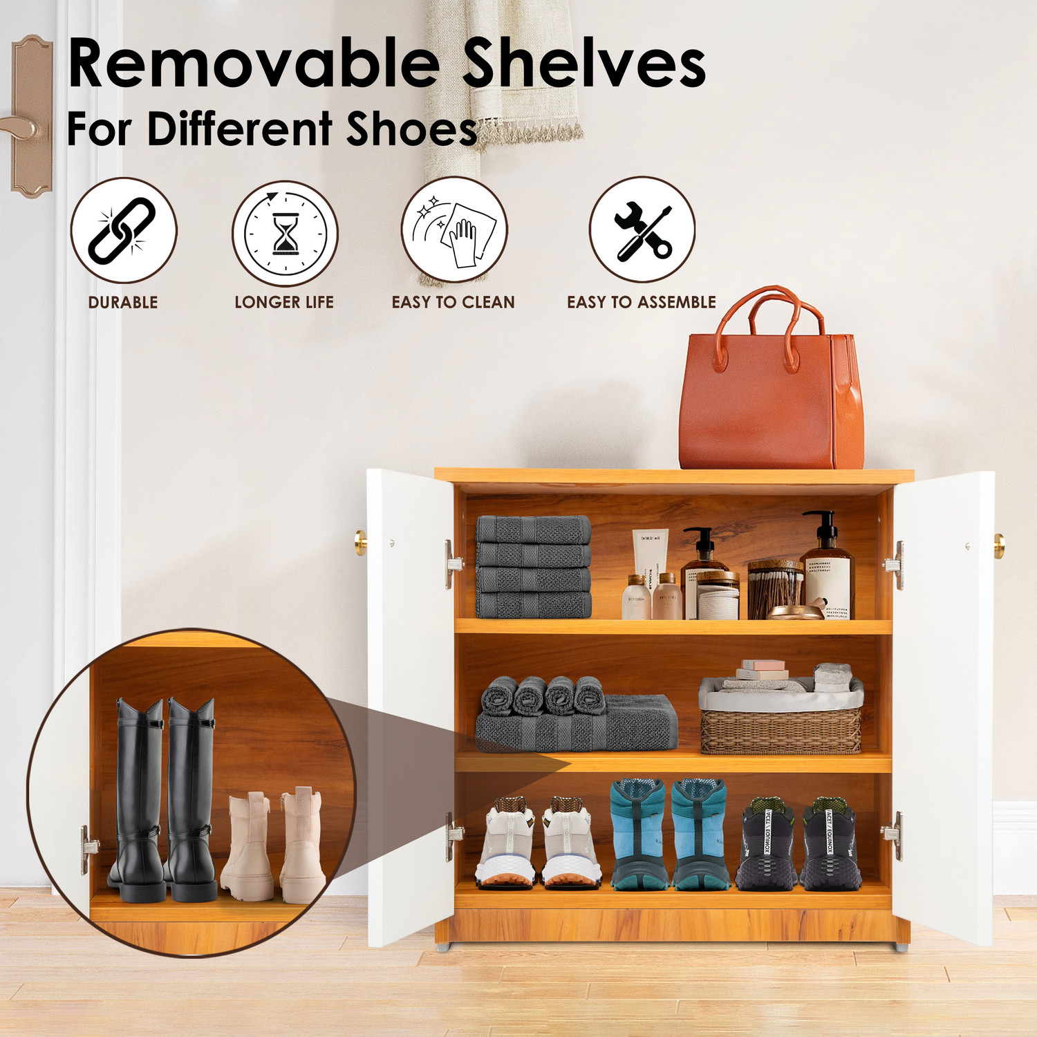 Image of Urbanovia Closed Cabinet Design - Durable, High-Quality Finish, Perfect for Entryways Engineered Wood Shoe Rack