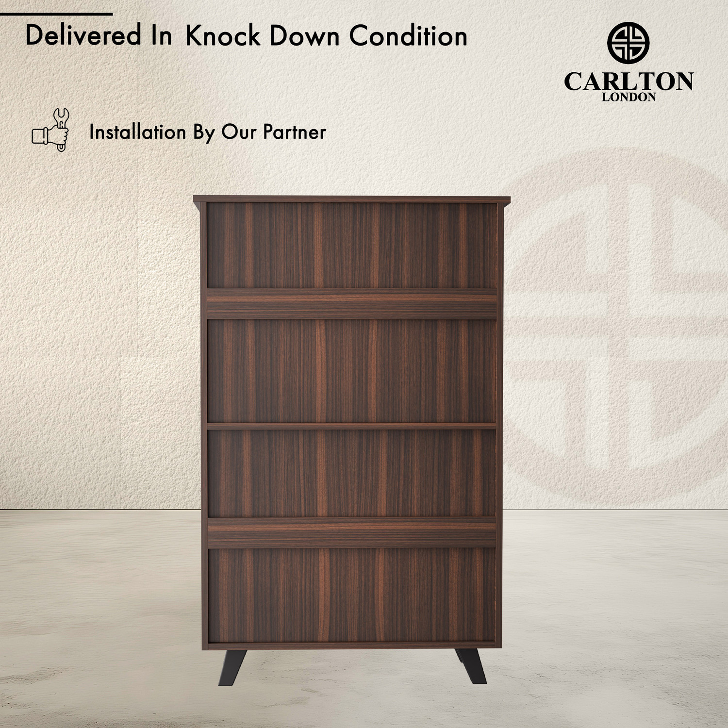 Image of CARLTON LONDON Brogue Engineered Wood Shoe Rack