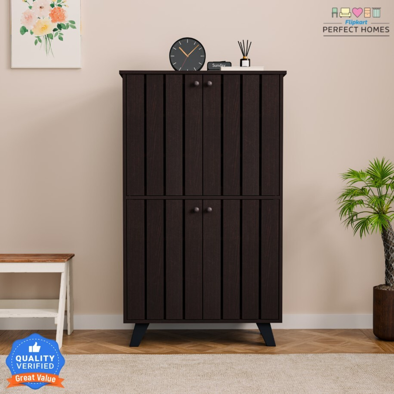 Image of Flipkart Perfect Homes Cole Engineered Wood Shoe Rack