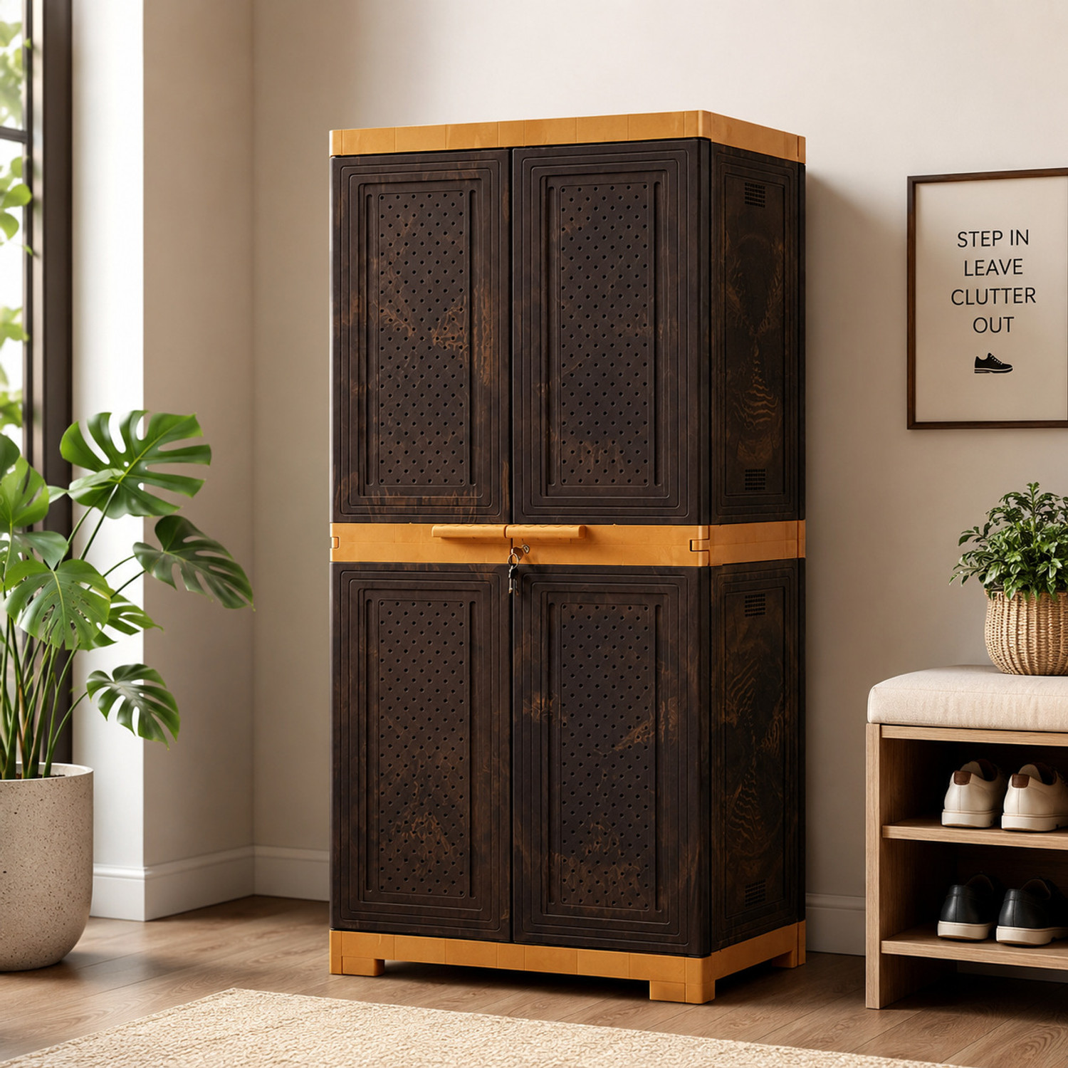 Image of ARLAVYA Next series| 1 Year Warranty | Wooden finish, Shoe organizer, shoe cupboard, Plastic Shoe Rack