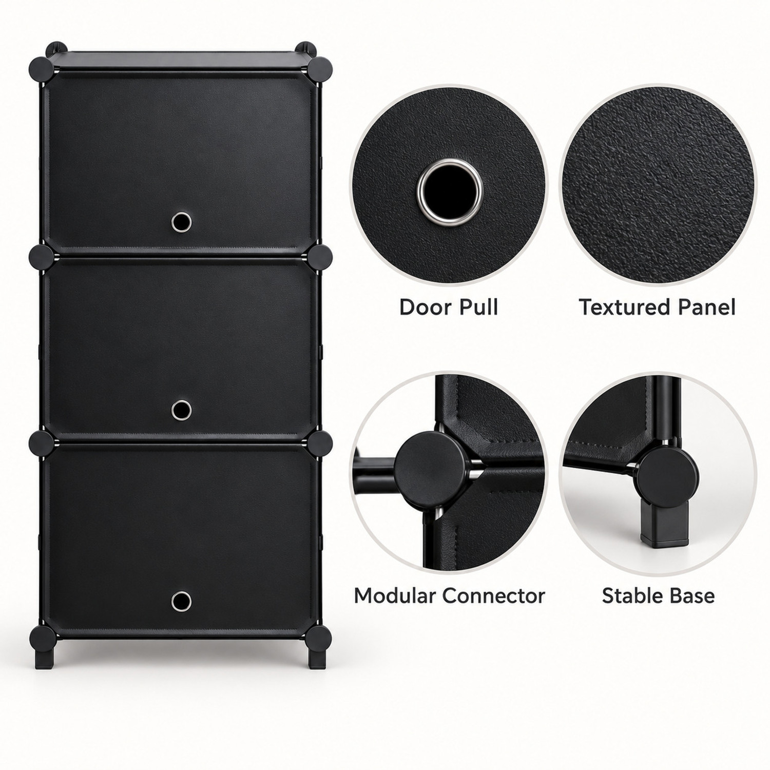 Image of KriShyam 3 Door Shoe Rack for Home, Portable Modular Shoe Storage Cabinet Plastic, Metal Shoe Rack (6-Step 3-Door (Black), 6 Shelves, DIY(Do-It-Yourself))