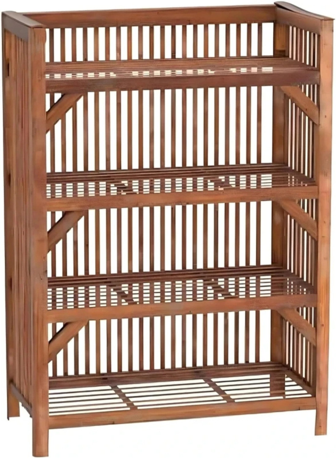 Image of QUEES BMR41 Bamboo Open Book Shelf