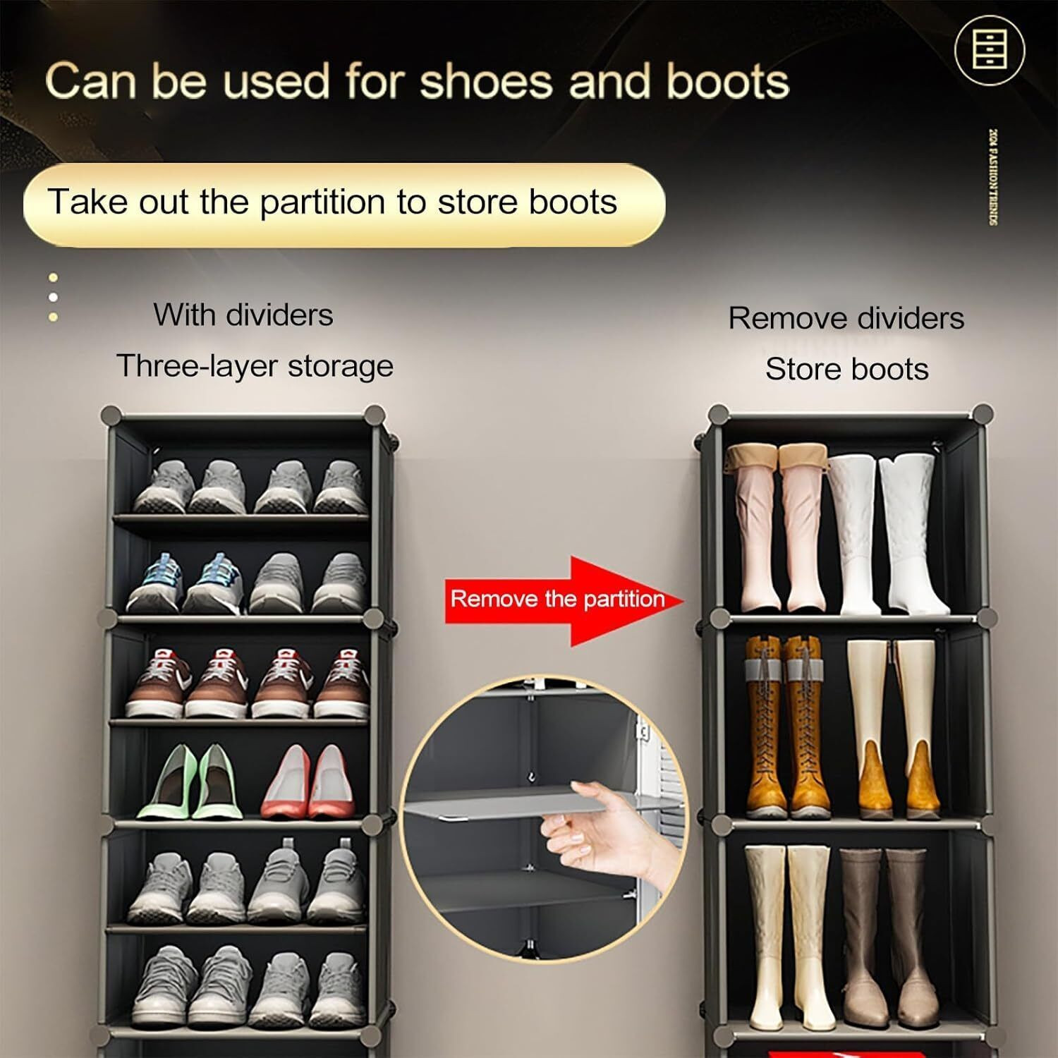 Image of Owme 16-Tier Plastic Shoe Rack with Dustproof Doors - Modular Shoe Cabinet Plastic Shoe Stand