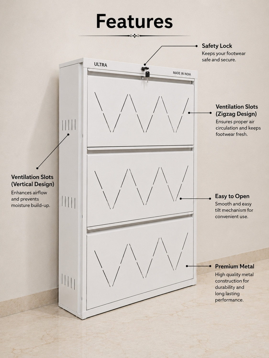 Image of ULTRAALMIRAH ULTRA SHOE RACK B3 Metal Shoe Rack