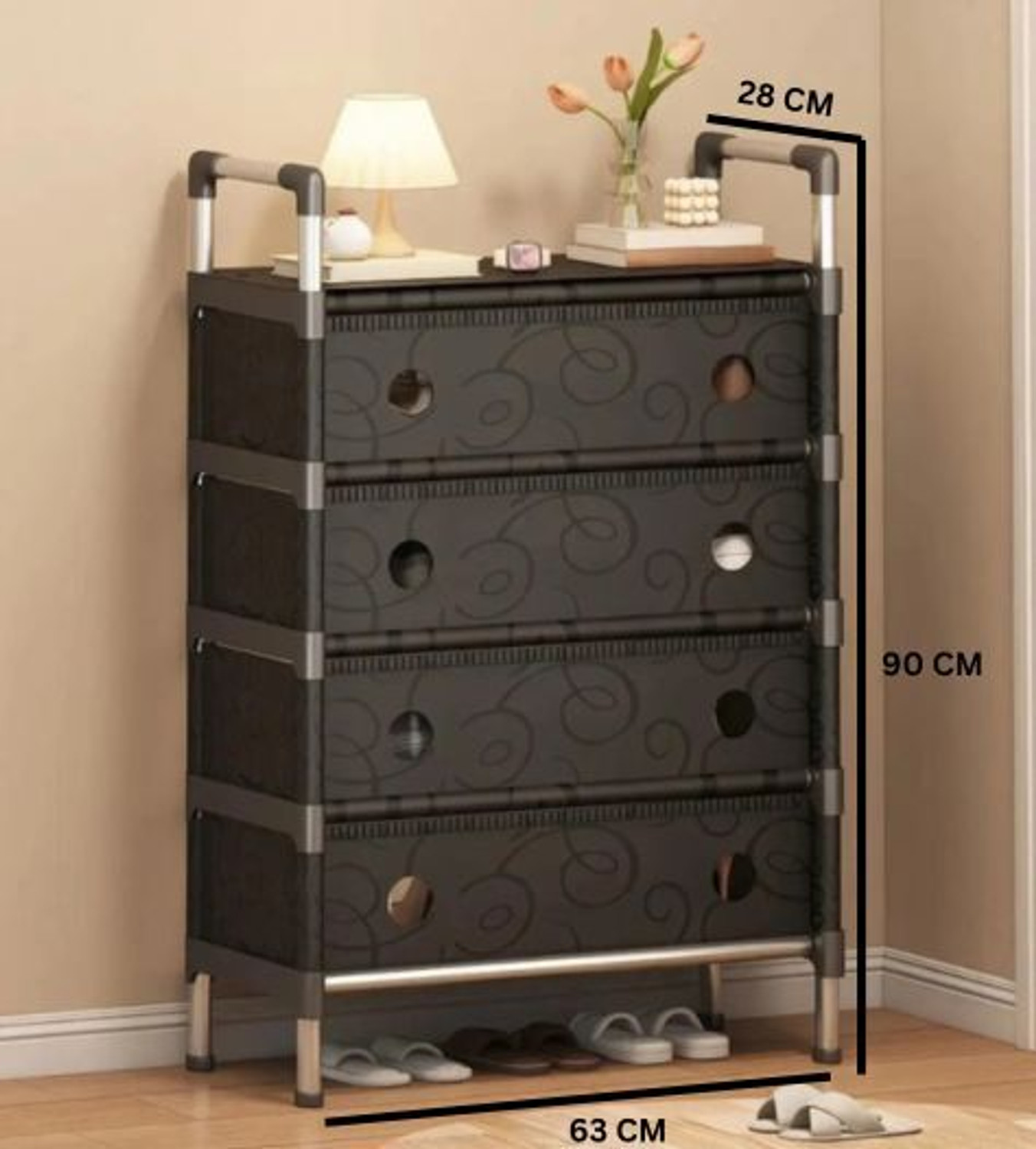 Image of SEASONS 5-Shelf-4-Door Plastic Cubort Shoe Rack Plastic Collapsible Shoe Stand