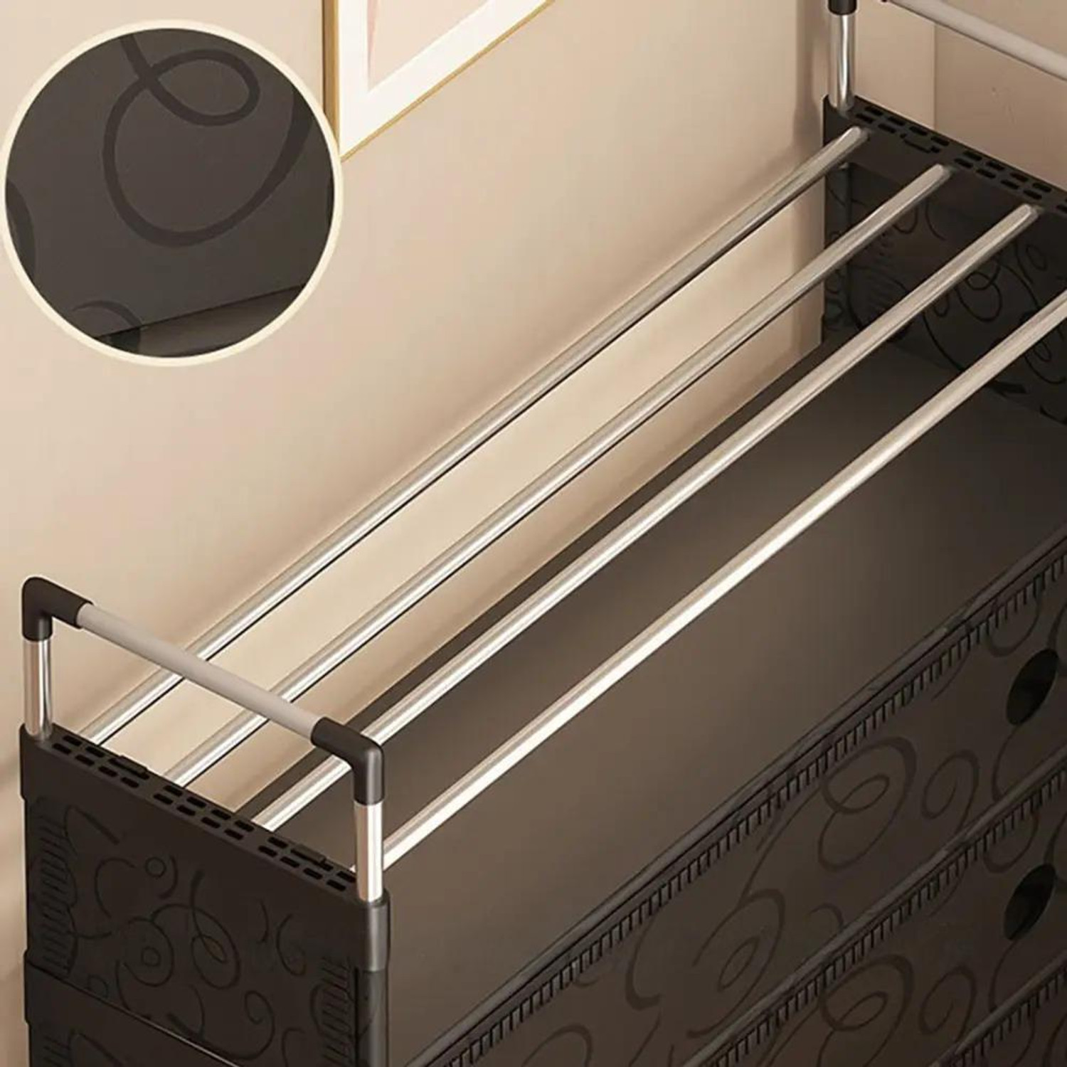 Image of SEASONS 5-Shelf-4-Door Plastic Cubort Shoe Rack Plastic Collapsible Shoe Stand