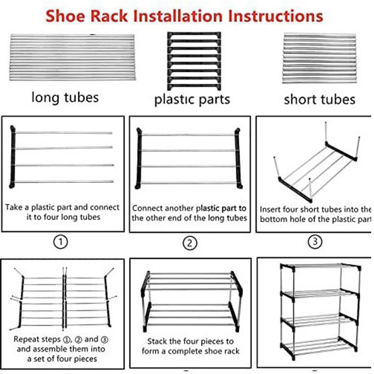 Image of RKE Plastic And Pvc Shoe Stand Multipurpose Shoe Stand Plastic Shoe Stand (Black, 6 Shelves, DIY(Do-It-Yourself))