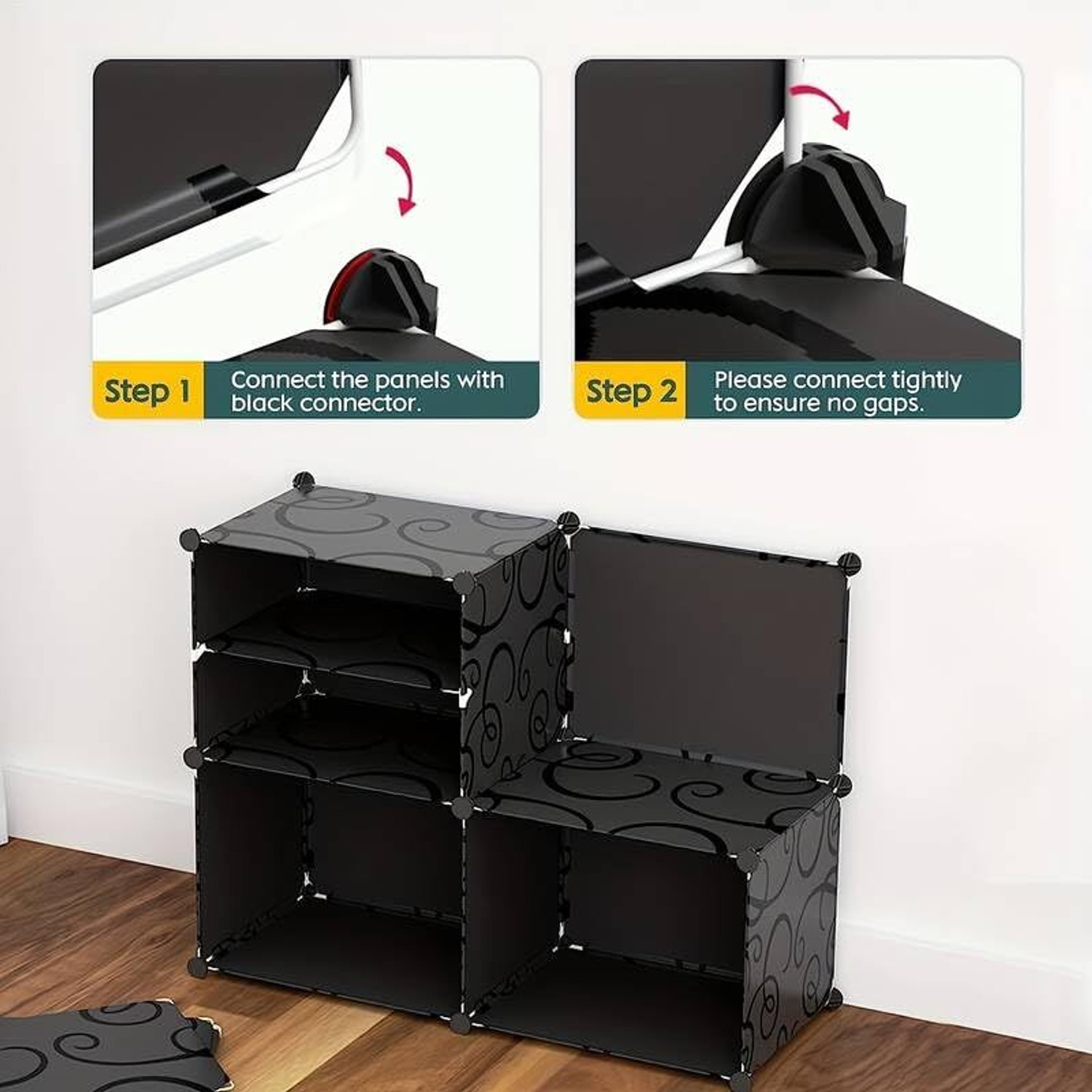 Image of Sasimo 6-Shelf-2-Door Plastic Cubort Shoe Rack Plastic Collapsible Shoe Stand