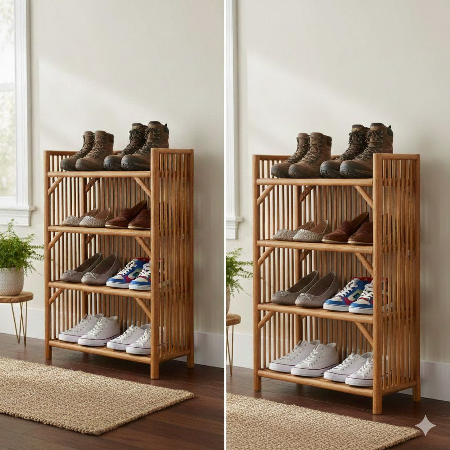 Image of ABC ECO FRIENDLY ZEN BAMBOO RUSTIC DESIGN ENTRYWAY SHOE ORGANIZER Bamboo Shoe Stand