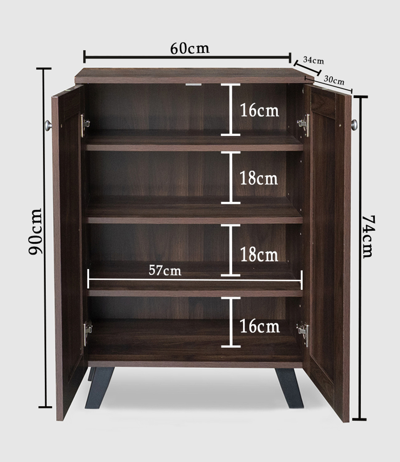 Image of Sasimo 2-Door 4-Shelf Engineered Wood Shoe Rack, Shoe Storage Cabinet with Doors Closet Engineered Wood Shoe Rack