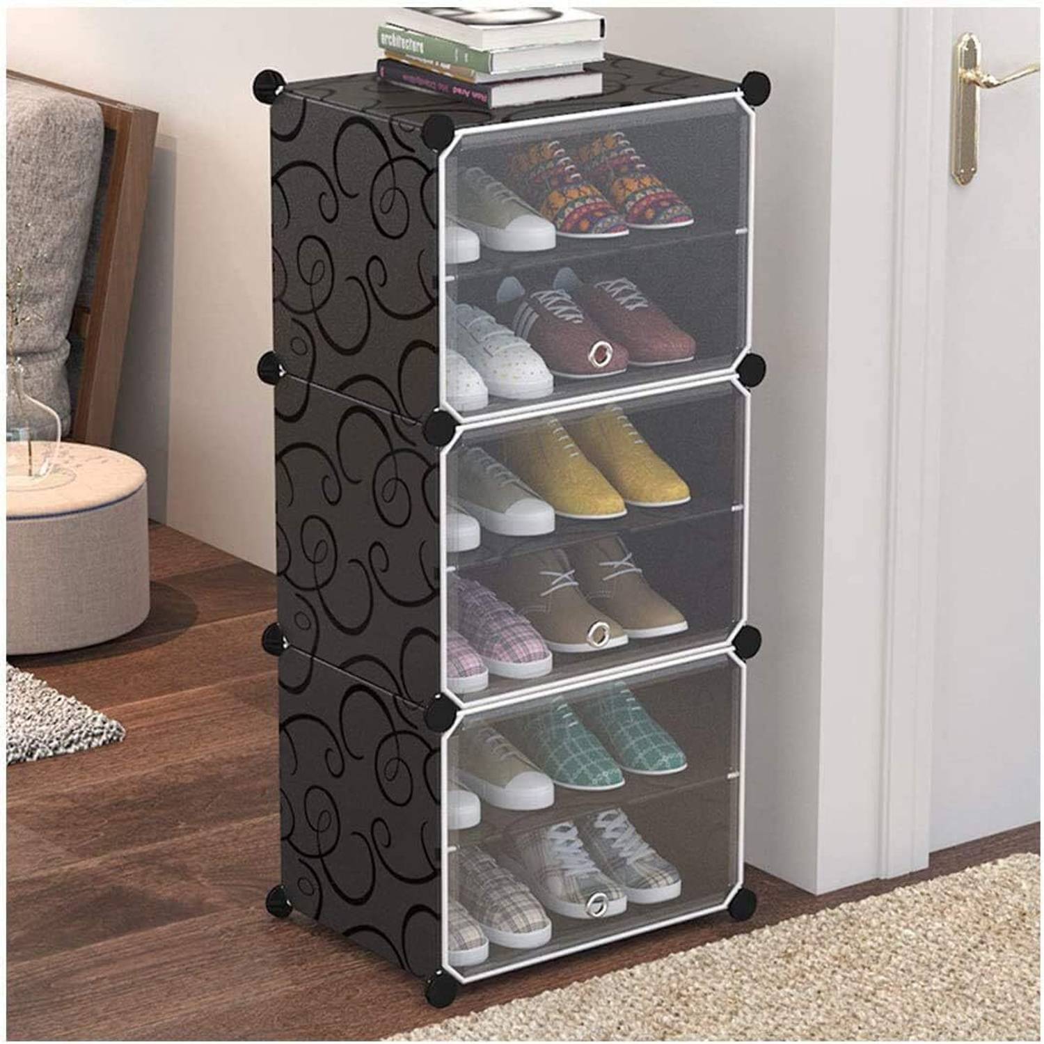 Keekos 6-Shelf 3-Door Collapsible Shoe Rack - Image 1