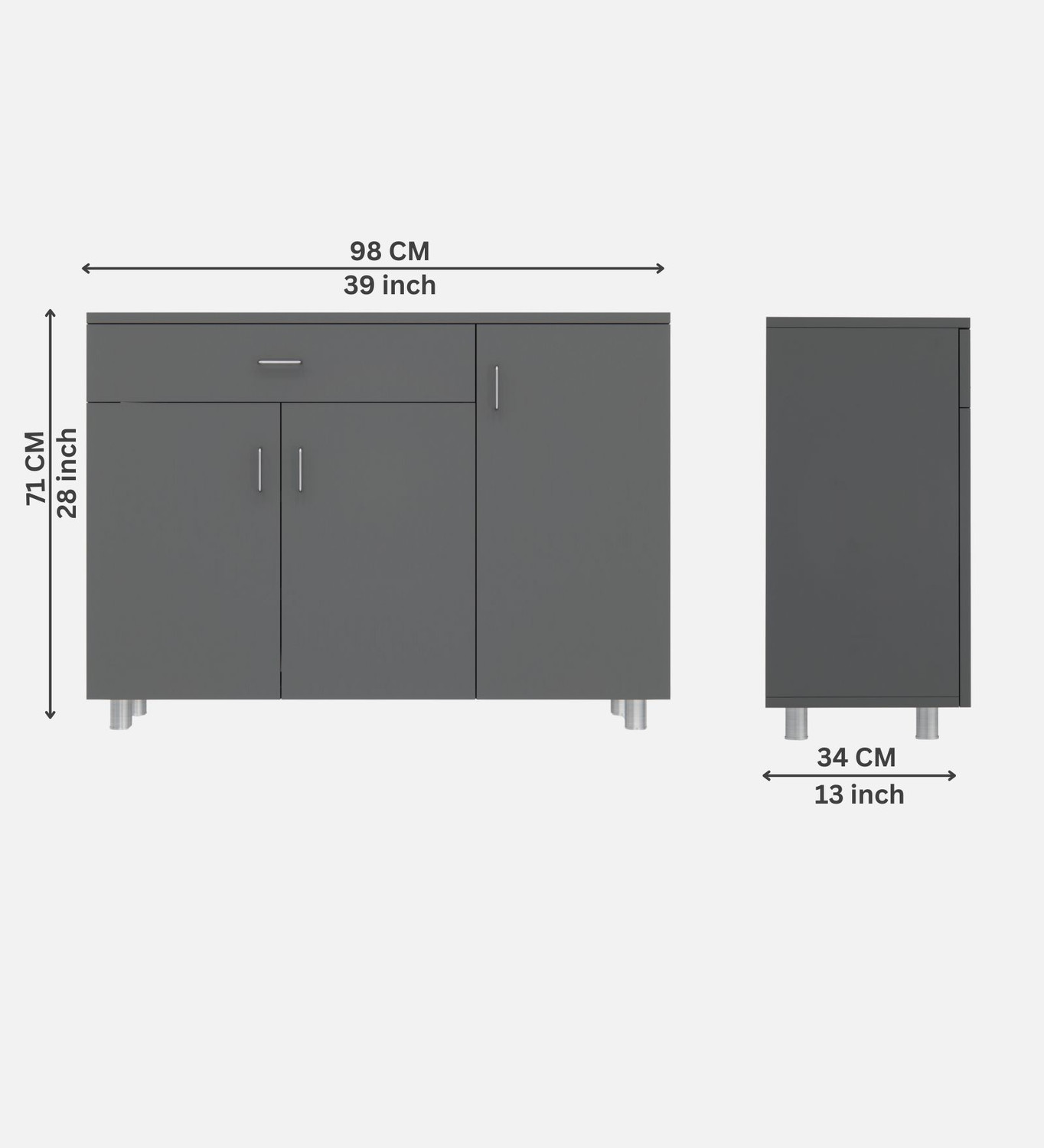 Image of BLACKWOODS 3-Door with Spacious Drawer & Closed Storage with Free installation by Brand Engineered Wood Kitchen Cabinet