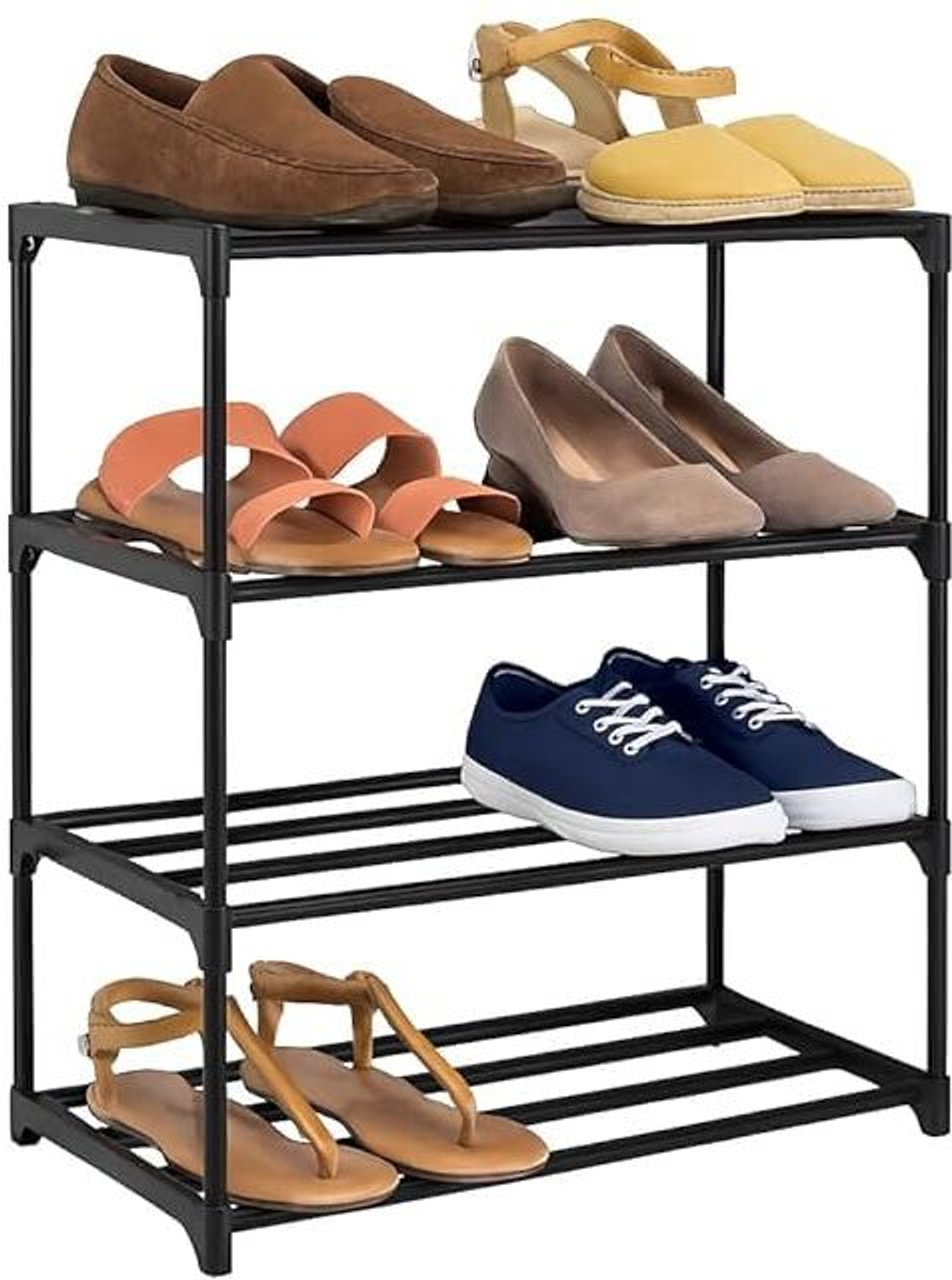 Image of Zyra Space-Saving 4-Layer Shoe Rack - Durable & Portable Organizer Stand Plastic Shoe Stand