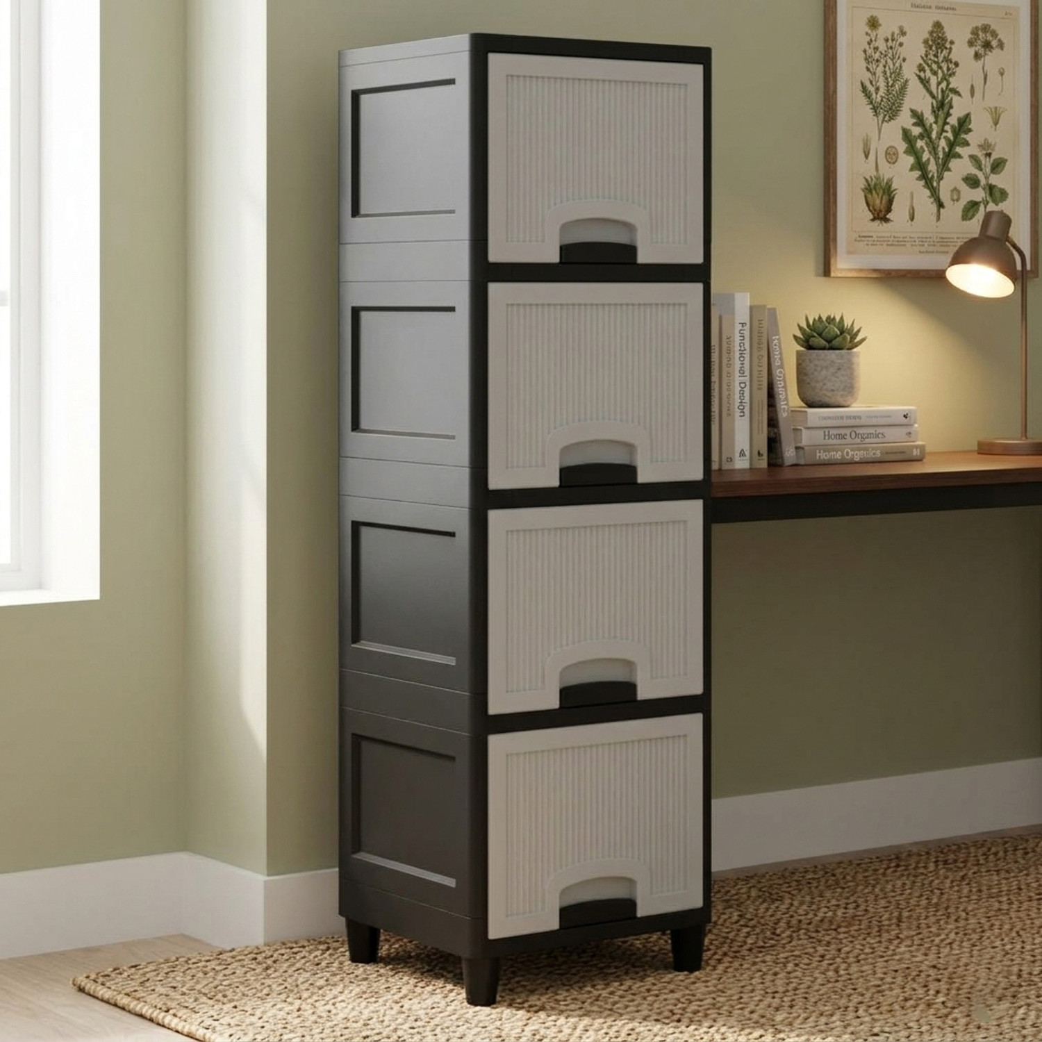 Image of Suptikes File Cabinet Alternative - Lightweight Plastic Drawer System Plastic Shoe Stand