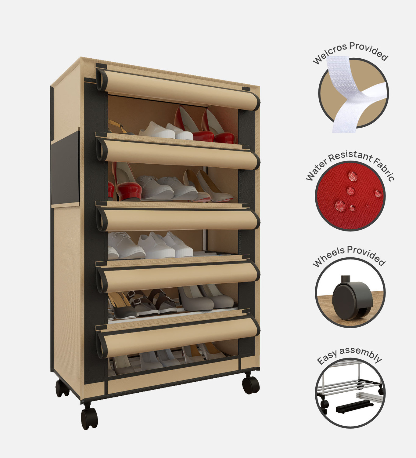 Image of FABURA Premium 5 Shelf With Wheels Plastic Shoe Stand