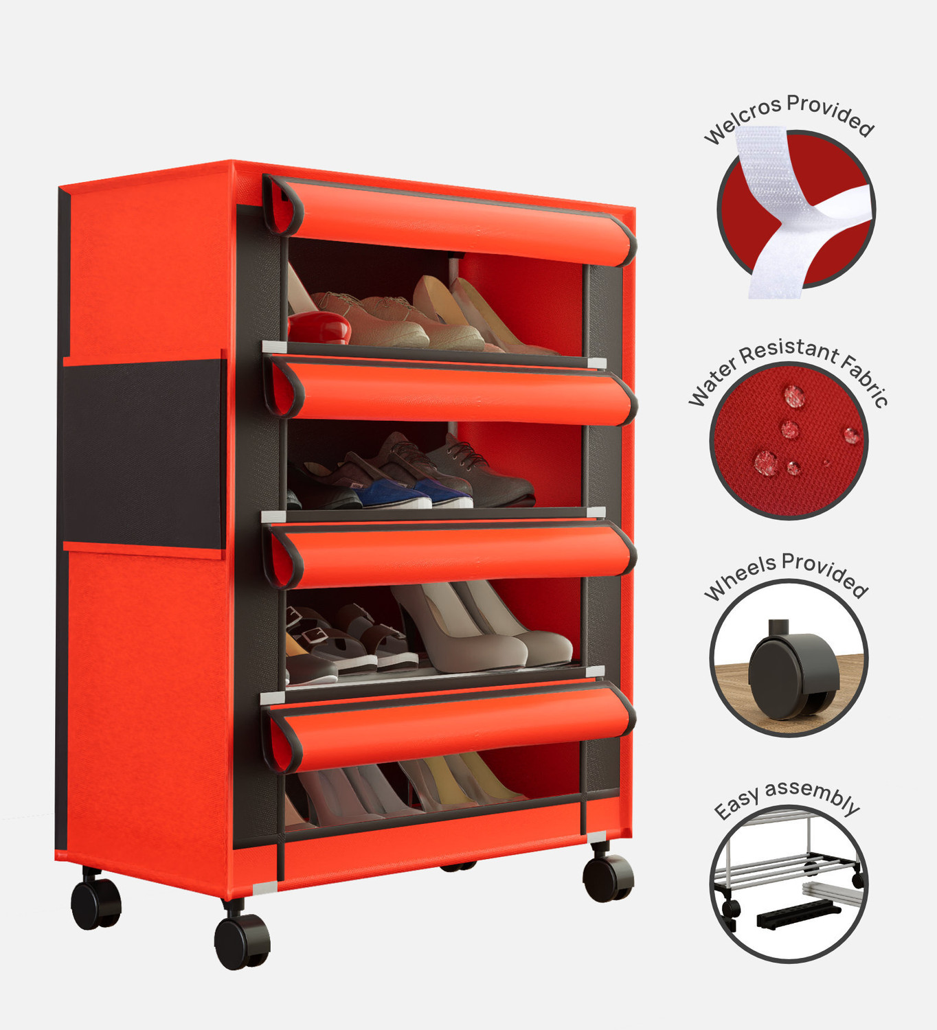 Image of FABURA Premium 4 Shelf With Wheels Plastic Shoe Stand