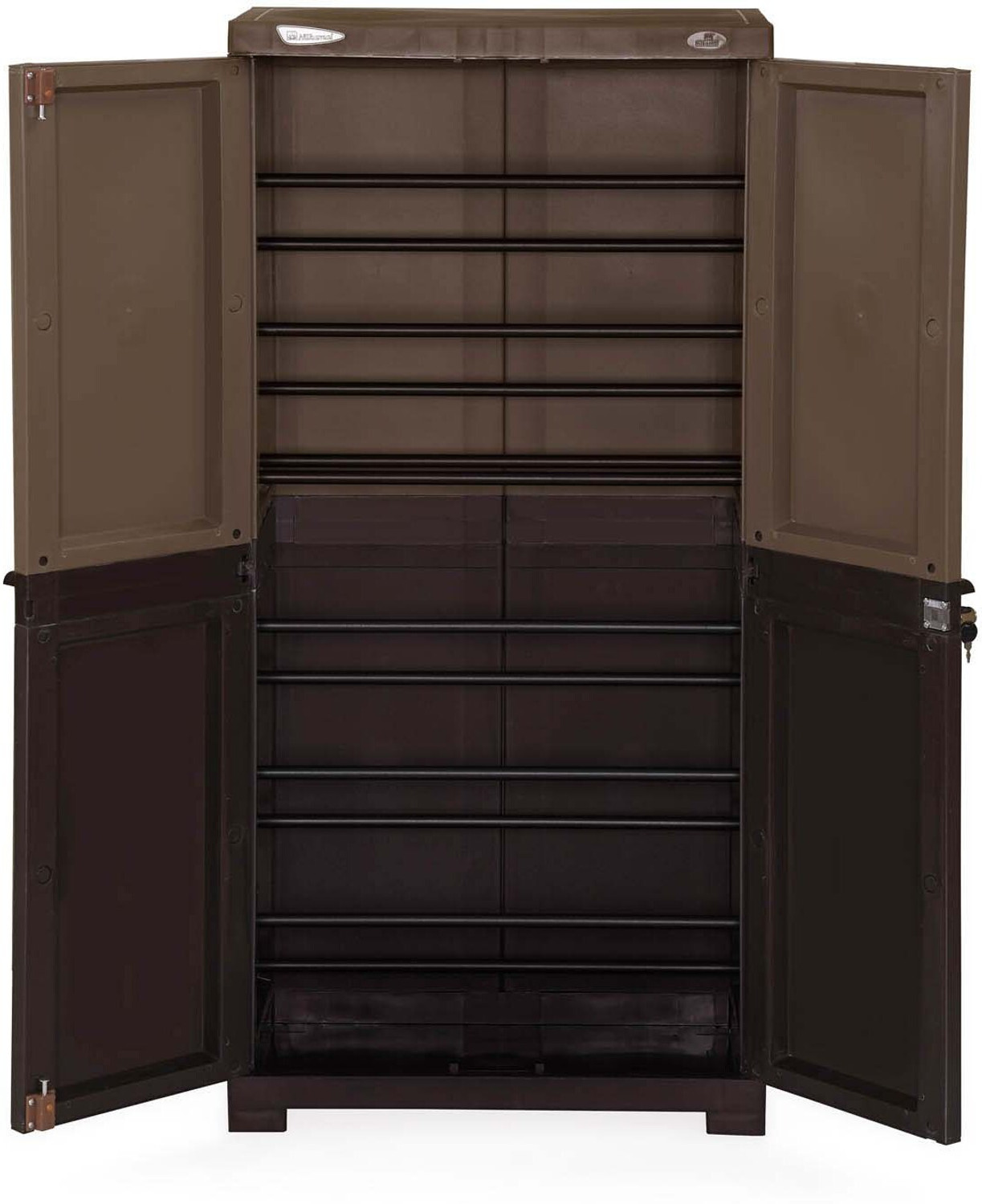Image of Nilkamal Freedom (FMSC18D) Shoe Cabinet with Dustproof Door|Chappal Stand For Home| Plastic Shoe Rack (Rattan Dark Beige & Weather Brown, 6 Shelves, DIY(Do-It-Yourself))